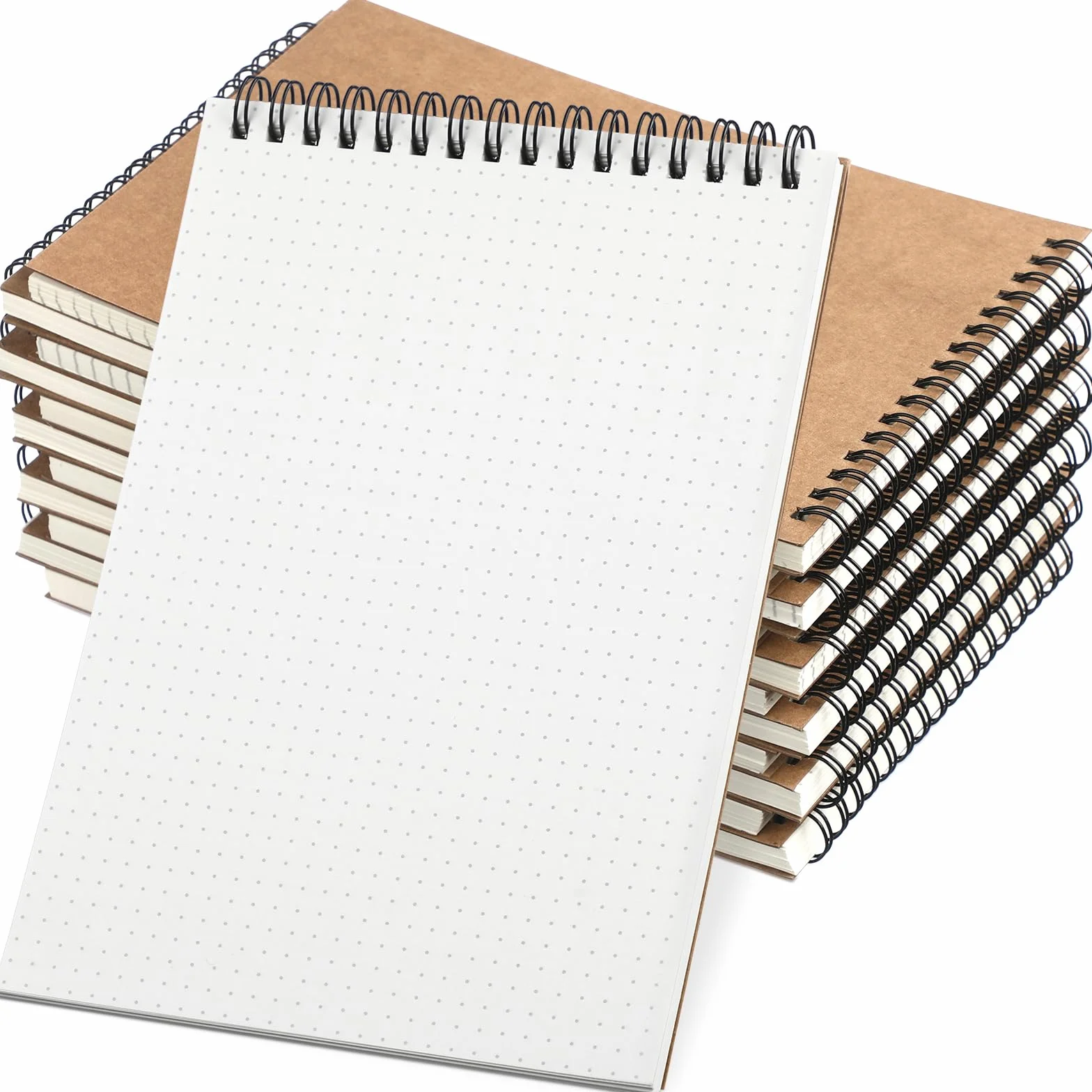 Engrowtic 12 quaderni a spirale con griglia a pois, formato A5, carta punteggiata, copertina rigida, 140 pagine, blocco note a spirale, per schizzi, disegno, scrittura, scuola, ufficio (copertina