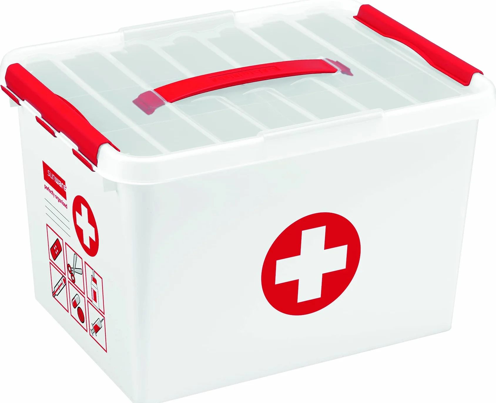 Sunware Q-Line Valigetta Pronto Soccorso Vuota 22L – 40x30x26cm – Cassetta Medica – Kit Primo Intervento Casa Auto – Senza Contenuto