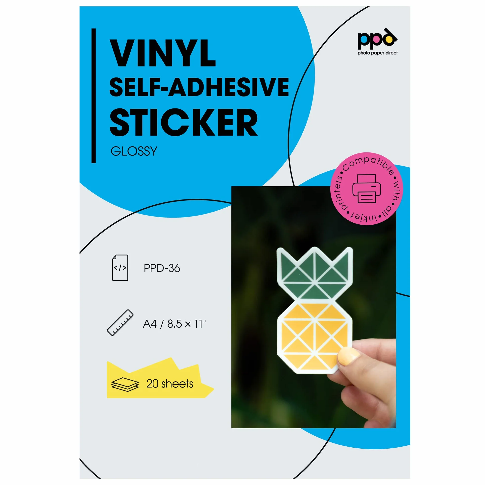 Fogli Di Carta Vinile Adesiva Lucida A4 PPD 20 Sztuk Do Druku Atramentowego