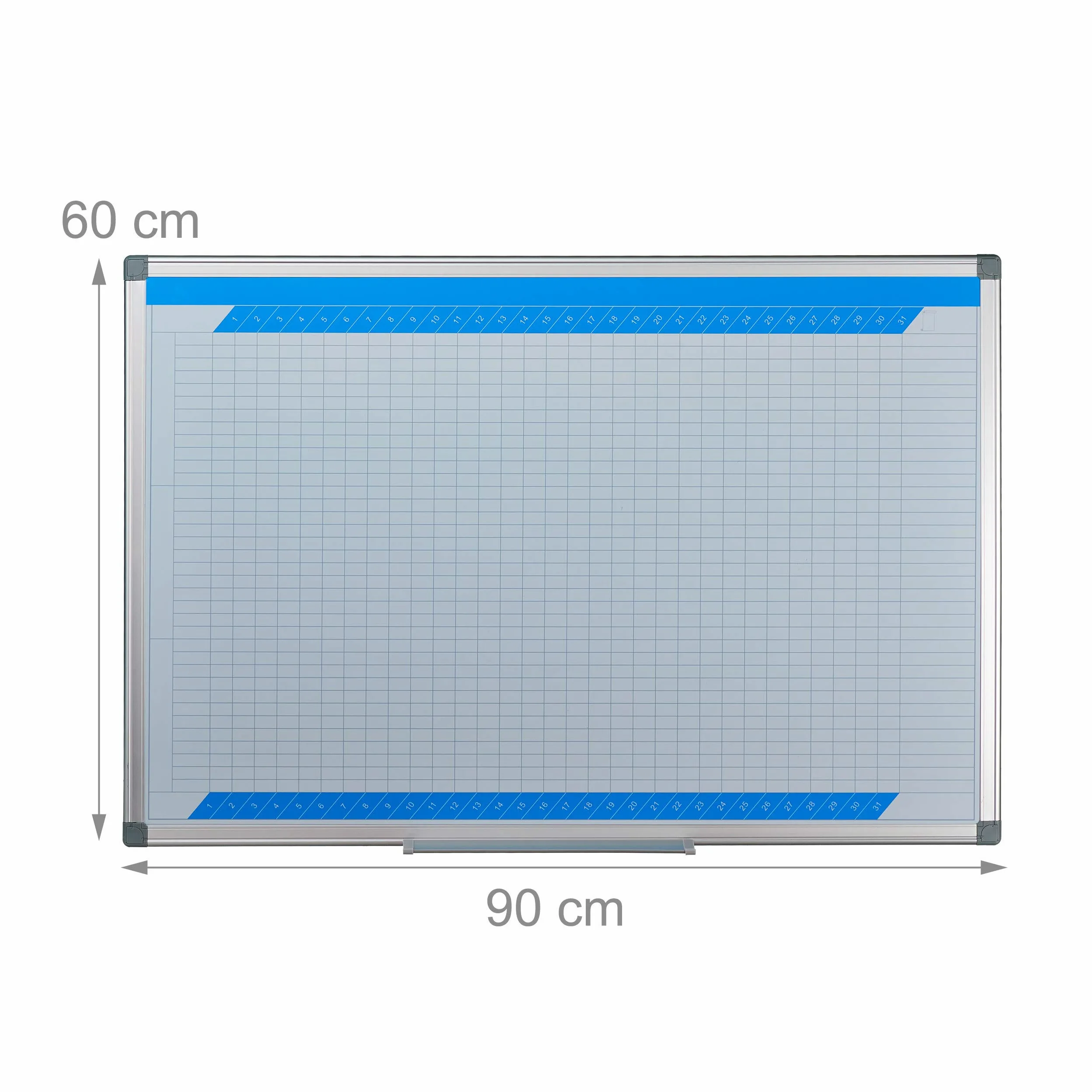 Relaxdays Whiteboard Planner, Annuale, Lavagna Magnetica, Cancellabile, Bacheca, Portapennarelli, 60 x 90 cm, Bianca