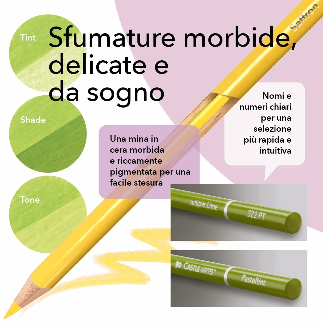 Castle Art Supplies Set di Matite Colorate in Tinta Pastello 48 Colori Cofanetto di Metallo