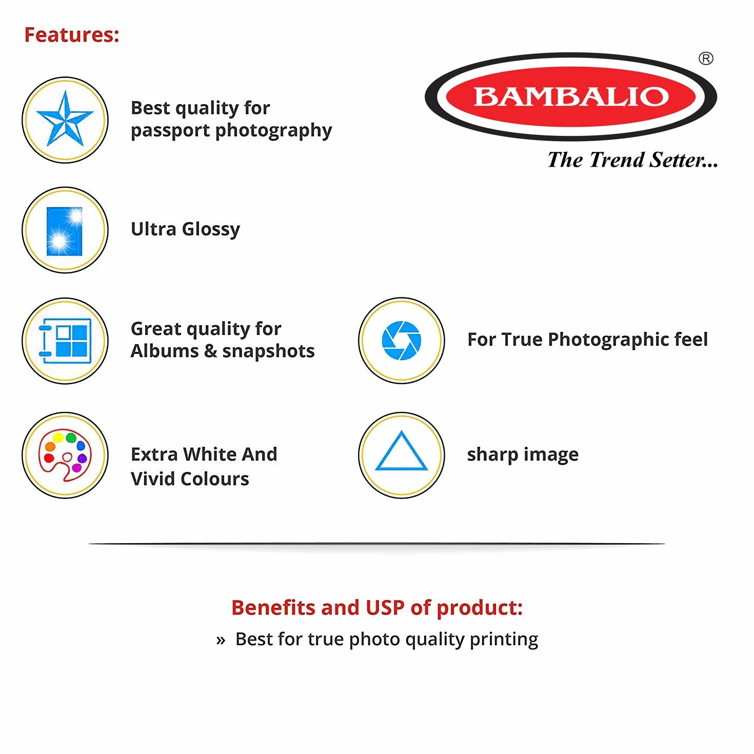 Bambalio BPG 180-50 - Carta fotografica lucida, formato A4, 180 g/m², confezione da 50