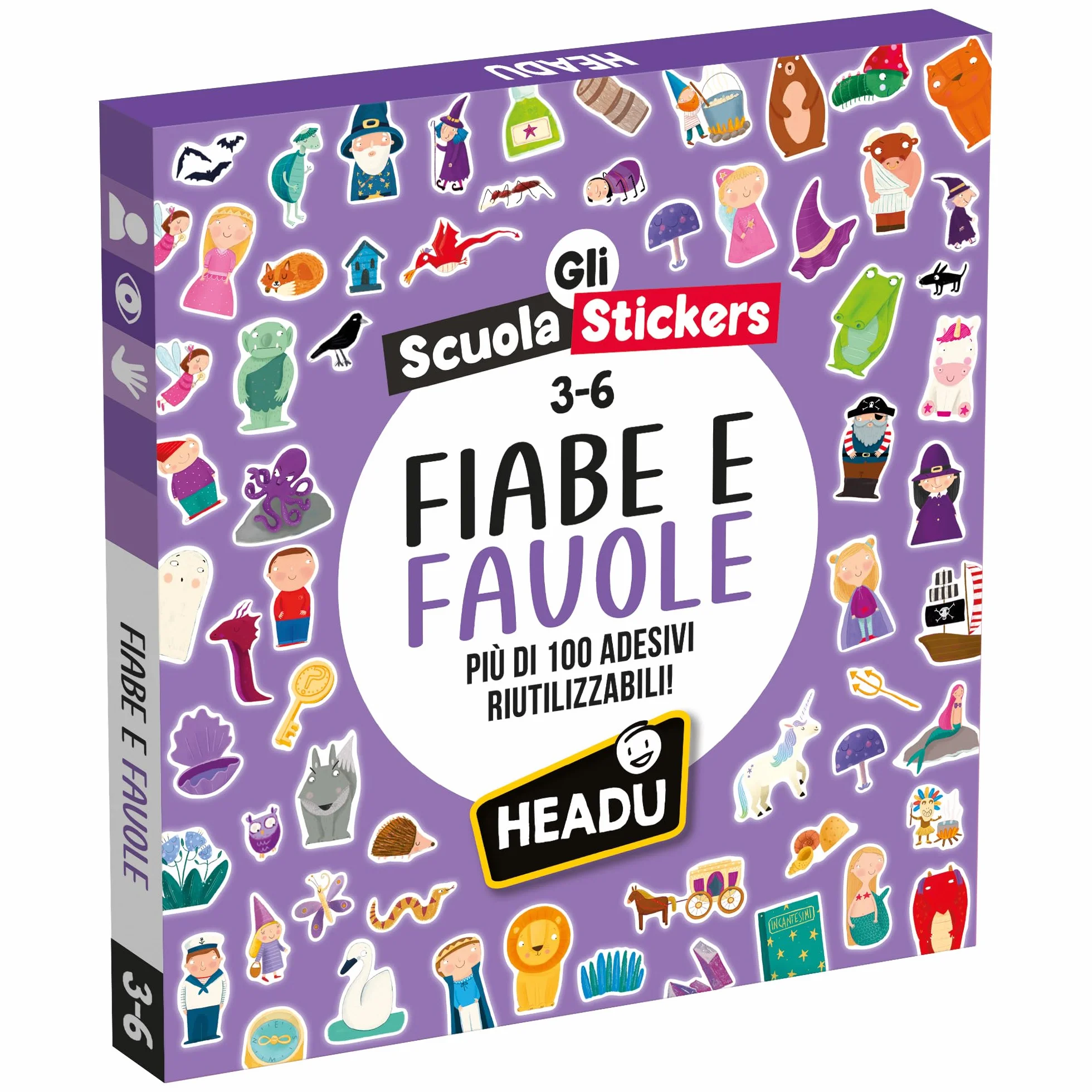 HEADU Scuola Stickers Fiabe e Favole Oltre 100 Stickers Riutilizzabili Giochi Educativi Bambini 3-6 Anni