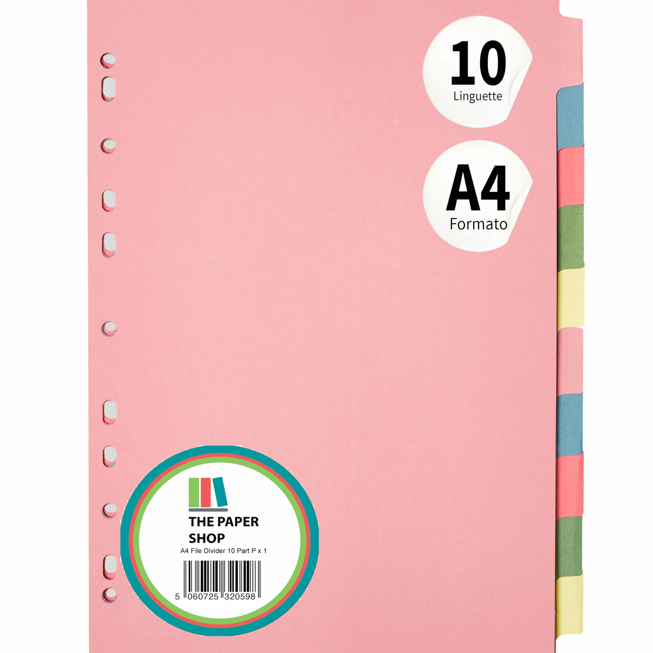 The Paper Shop Divisori per raccoglitori A4 10 pezzi con linguette colorate scrivibili