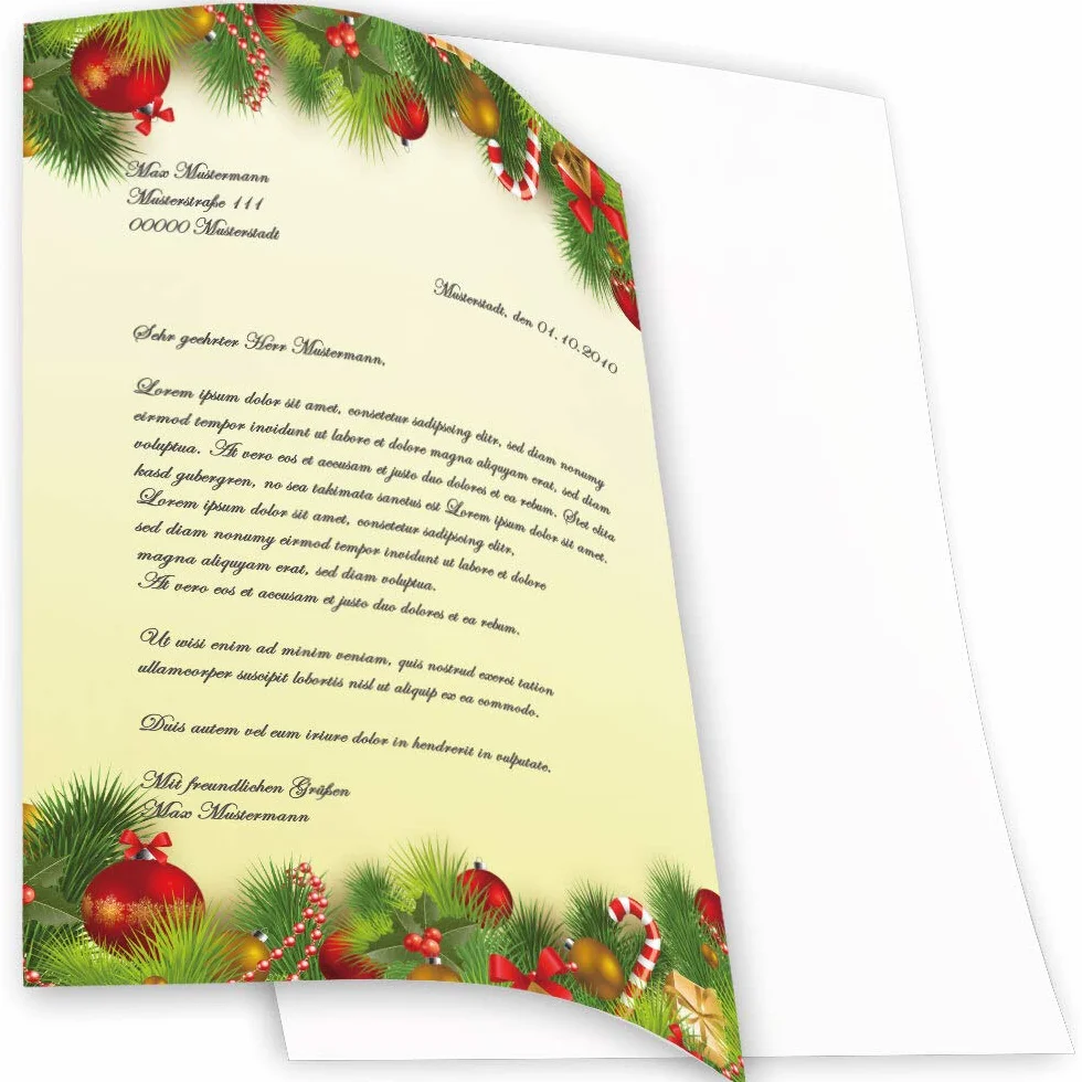 Carta da lettera decorata Natale AUGURI NATALIZI DIN A4 50 fogli