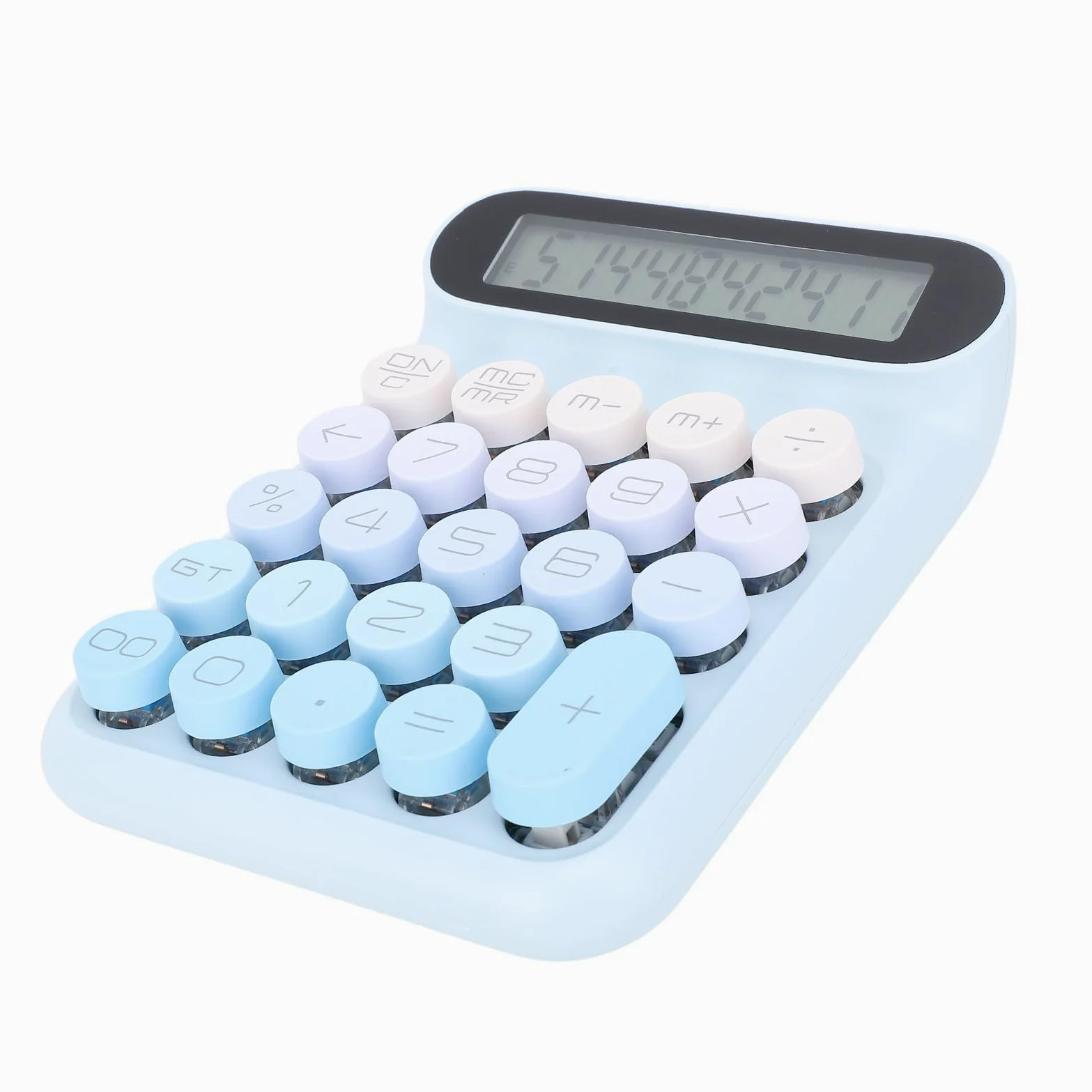 Calcolatrice con Interruttori Meccanici, Calcolatrice Carina Grande con Display LCD e Pulsanti Grandi, Calcolatrici da Tavolo Automatiche per il Sonno a 24 Tasti con Cuscinetti