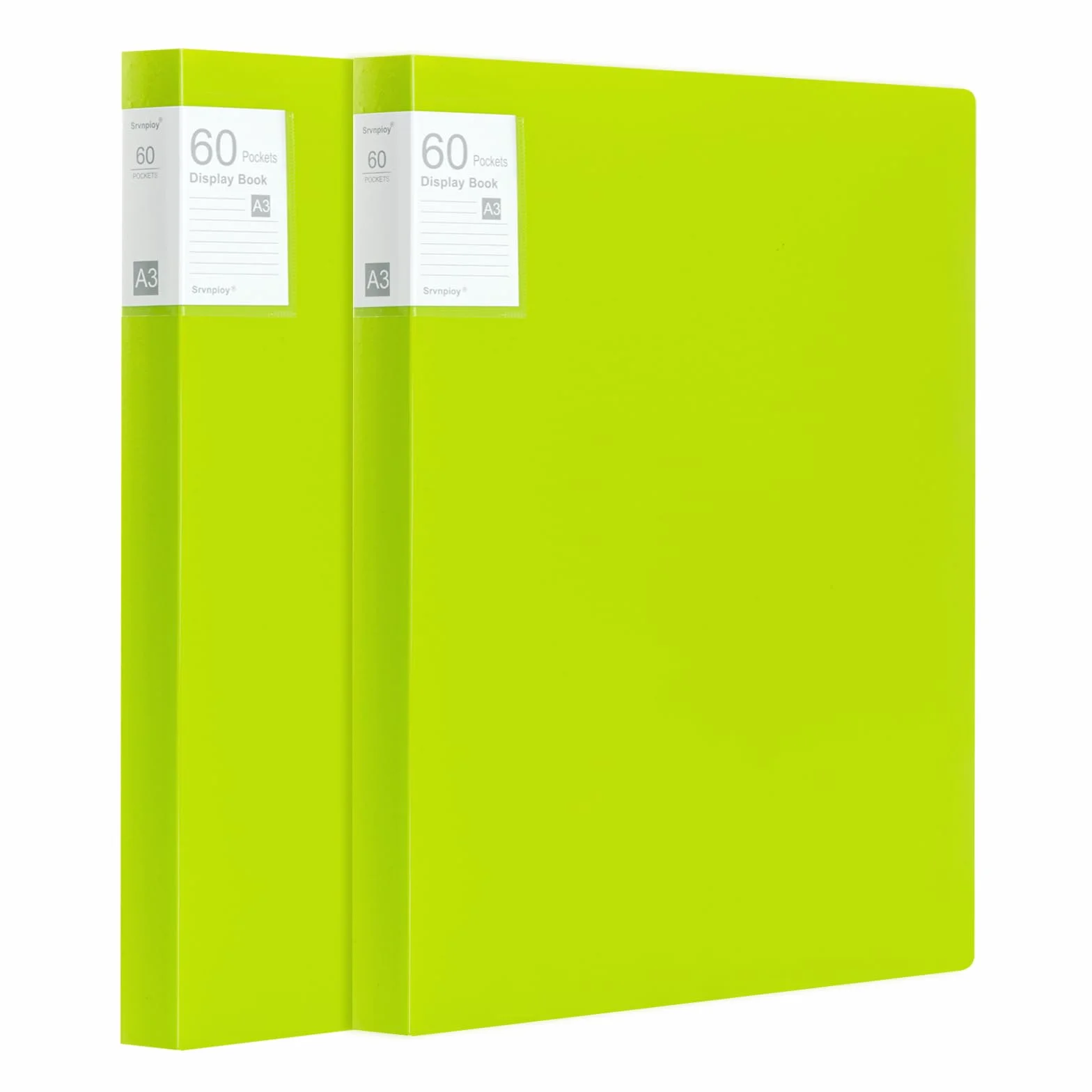 2 Pezzi Portalistino A3, 60 Tasche Trasparenti, Porta vista A3 120 viste, Presentazione Mostra Libro per opere d'arte, fogli report, Verde