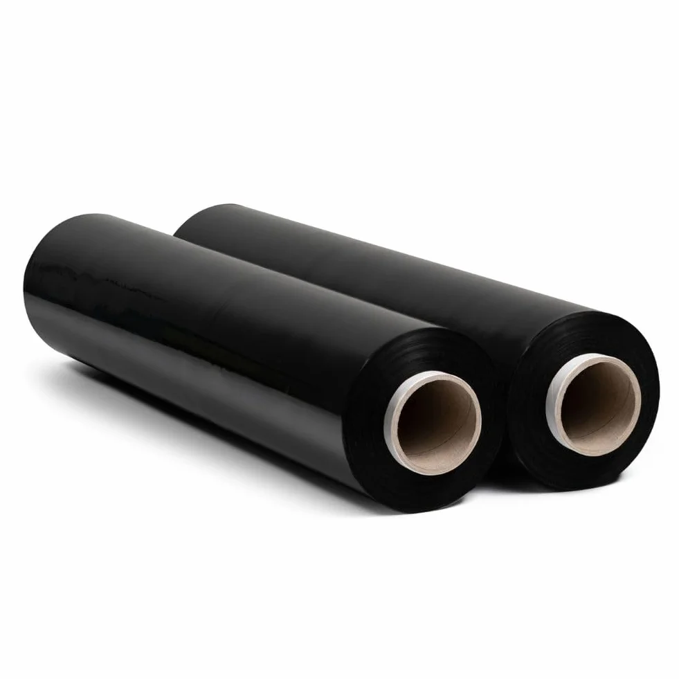RAGO® Film estensibile imballaggio 2 pezzi 9,5 × 9,5 × 40 cm 300m Pellicola imballaggio trasloco nero Plastica per imballaggio Industriale e per Pallettizzazione 300 m
