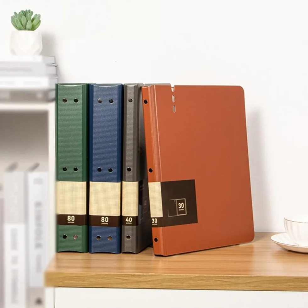 Ampie applicazioni 5 cartelle portadocumenti A4 da 80 pagine con inserti trasparenti, for documenti di dati, forniture for ufficio(Grijs)