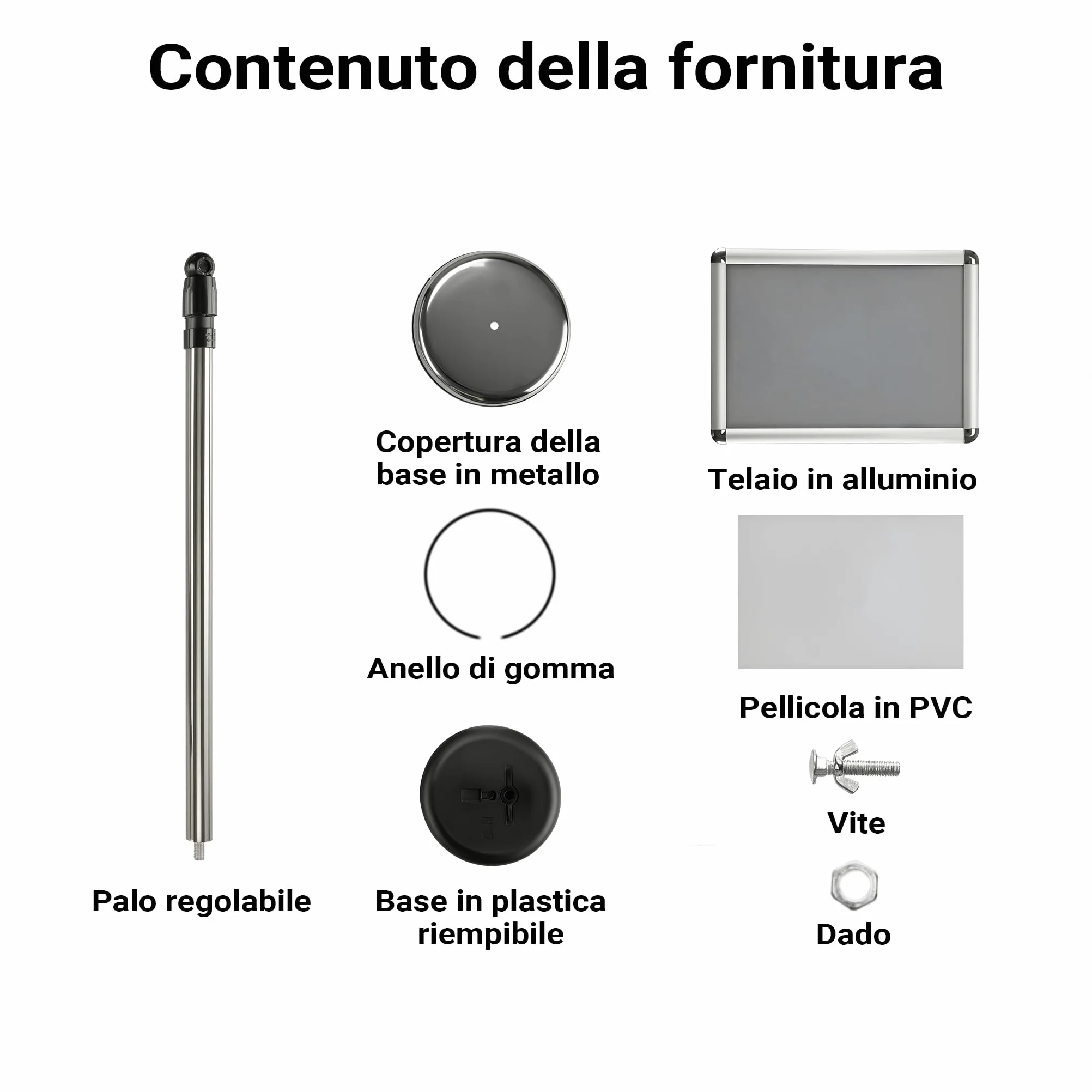 Wiltec Espositore per poster, pubblicità, menù in A3, altezza regolabile 88-138 cm, supporto per presentazioni, stand, piedistallo in alluminio e acciaio