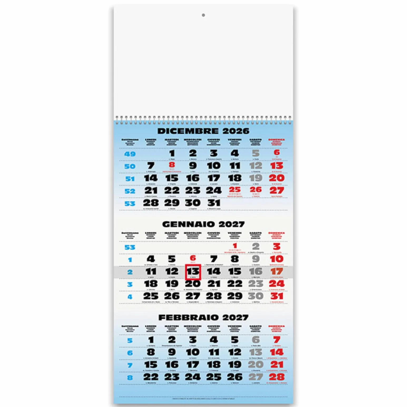 Calendari Personalizzati 2027 in Stock da 50 Pezzi Olandese Trittico Maxi 31x69 cm per Gadget Pubblicitari di Fine Anno e come Omaggio per i Clienti o Regali Aziendali | PA508