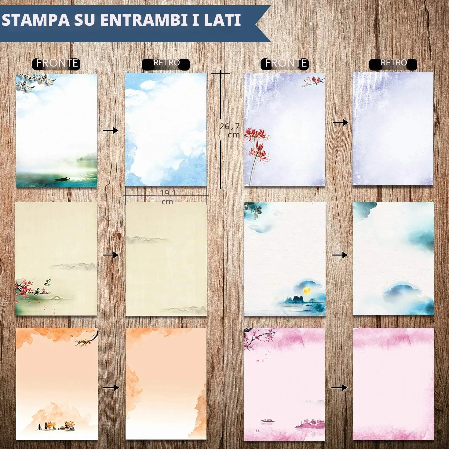 Set cancelleria giapponese carta lettere buste 48 fogli 24 buste pittura inchiostro