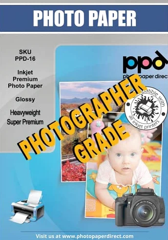 PPD A3 50 Fogli 280g Carta Fotografica Professionale Lucida Per Stampanti Inkjet - PPD-16-50