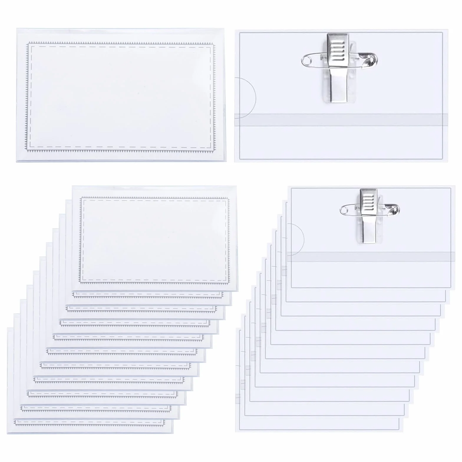 Portabadge Impermeabili Orizzontale Plastica con Clip e Spilla 9x5,6 cm per Infermiere Scuole Ufficio