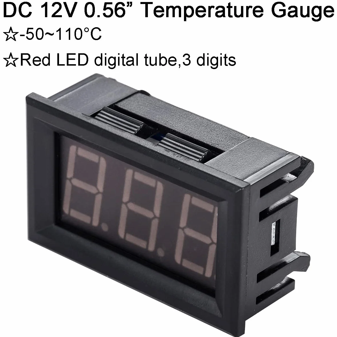 Greluma Termometro Digitale LED 0.56 Pollici 12V -50~110°C Sonda NTC Impermeabile Rosso