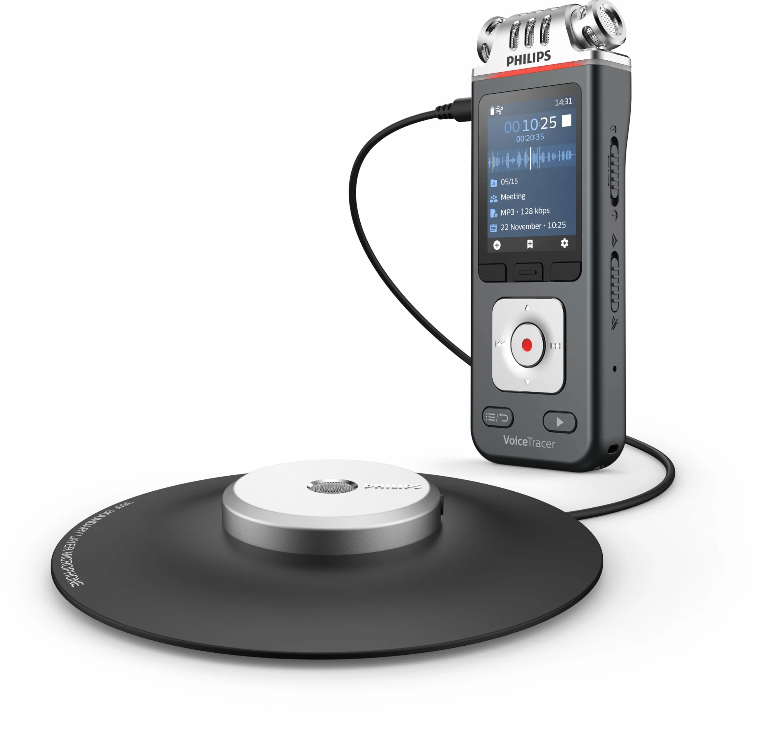 Philips VoiceTracer DVT8115 registratore vocale, Microfono a 360° per riunioni con qualità eccellente. Licenza AI Sembly in prova: l’Intelligenza Artificiale crea riassunti, trascrizioni