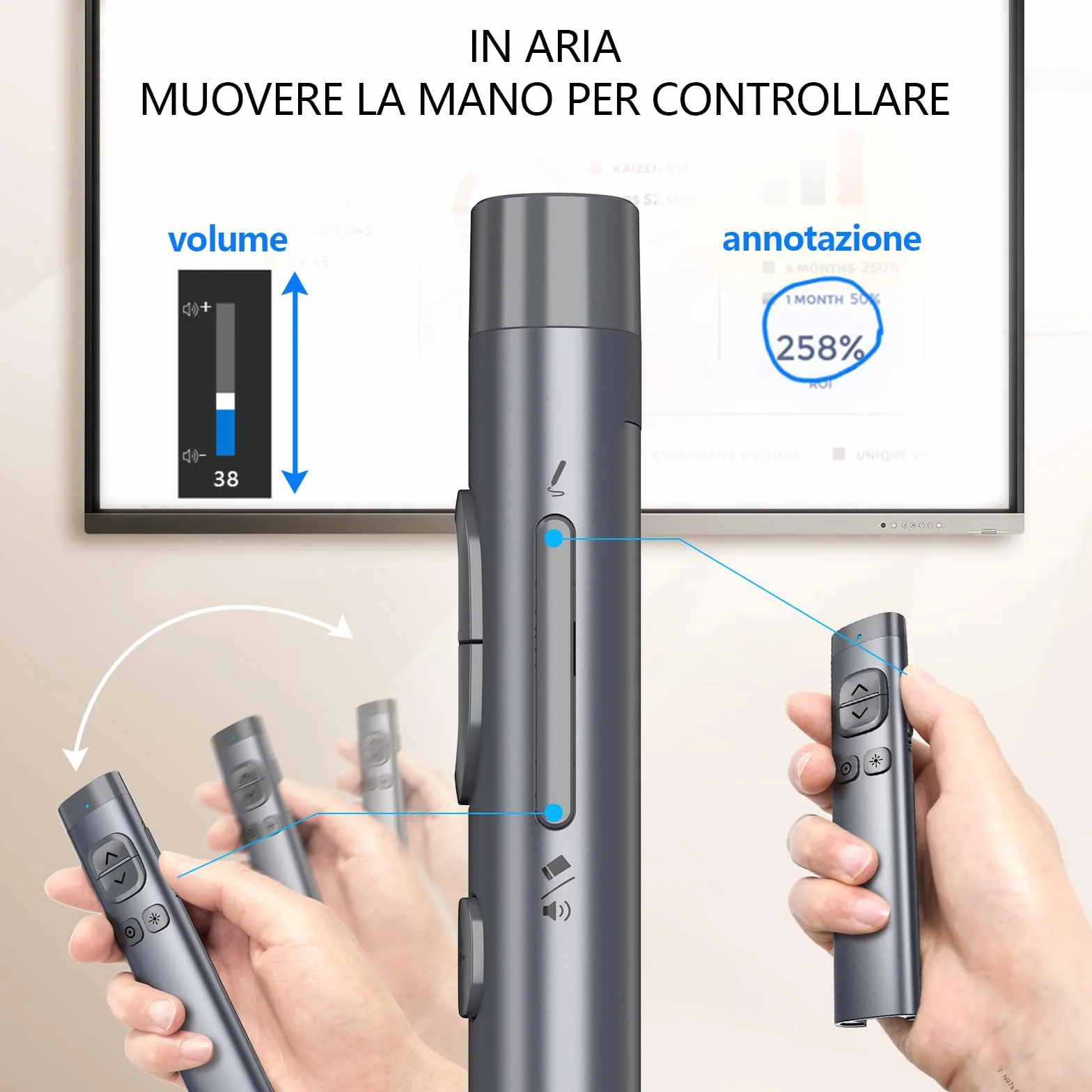 Norwii N97s - Clicker per presentazioni PowerPoint, PowerPoint Clicker, Presentazione Rremota, Bluetooth Wireless Presenter, Puntatore digitale per schermo TV