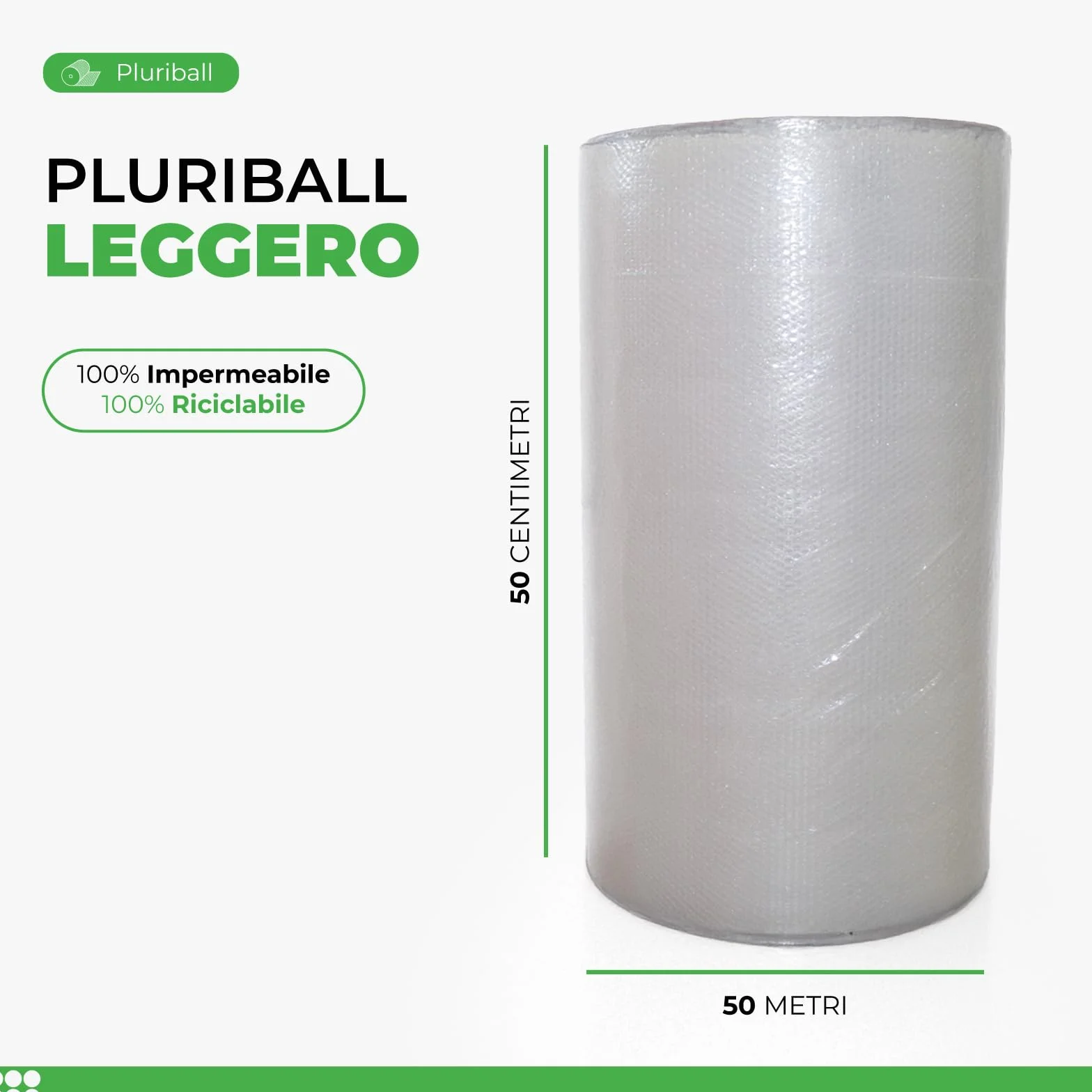 ImballaggiPer Rotolo Pluriball Leggero 50cm x 200mt 35gr/mq con HD, Bobina per Imballaggio e Spedizione, Ideale per Trasloco, Trasporto e Protezione Oggetti