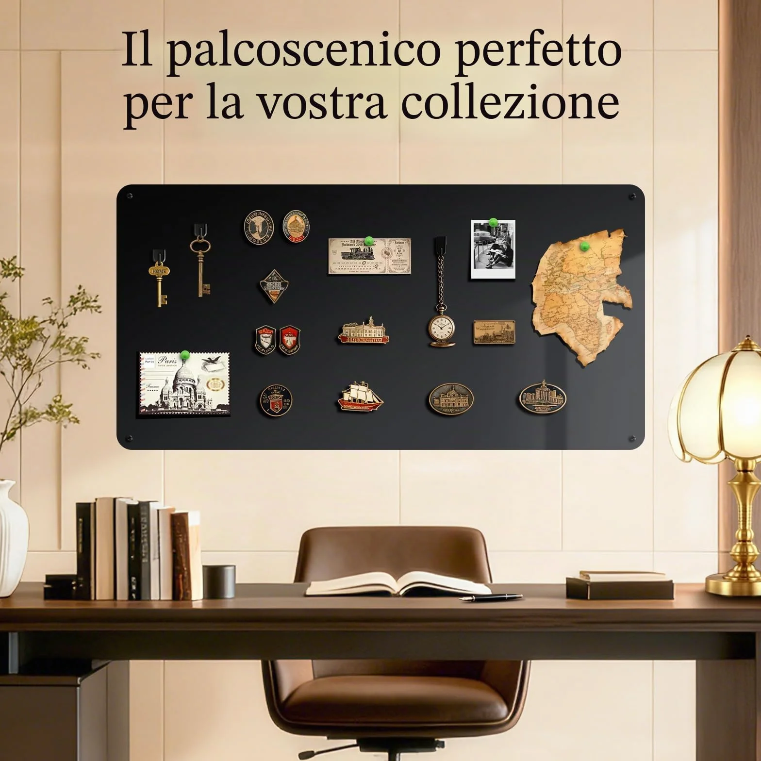 Lavagna Magnetica da Parete 50x100cm: Bacheca per Calamite da Viaggio e Ricette in Cucina Display Creativo per Casa Ufficio e Scuola - Nero