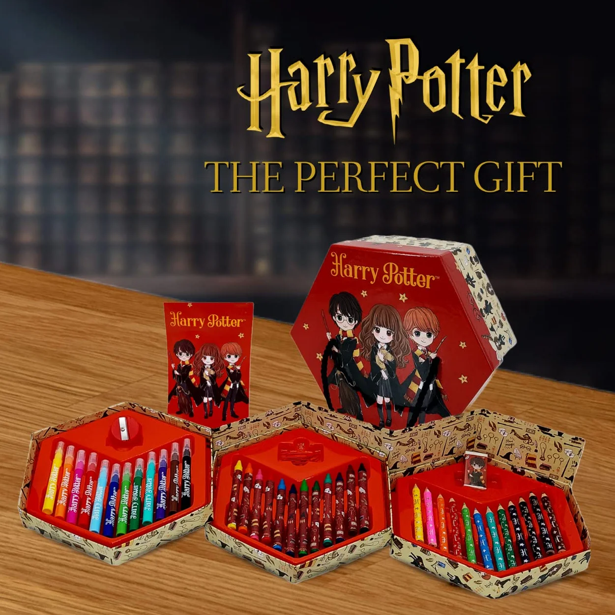 HARRY POTTER Set di Cancelleria con Matite Colorate, Pennarelli e Pastelli per Bambini