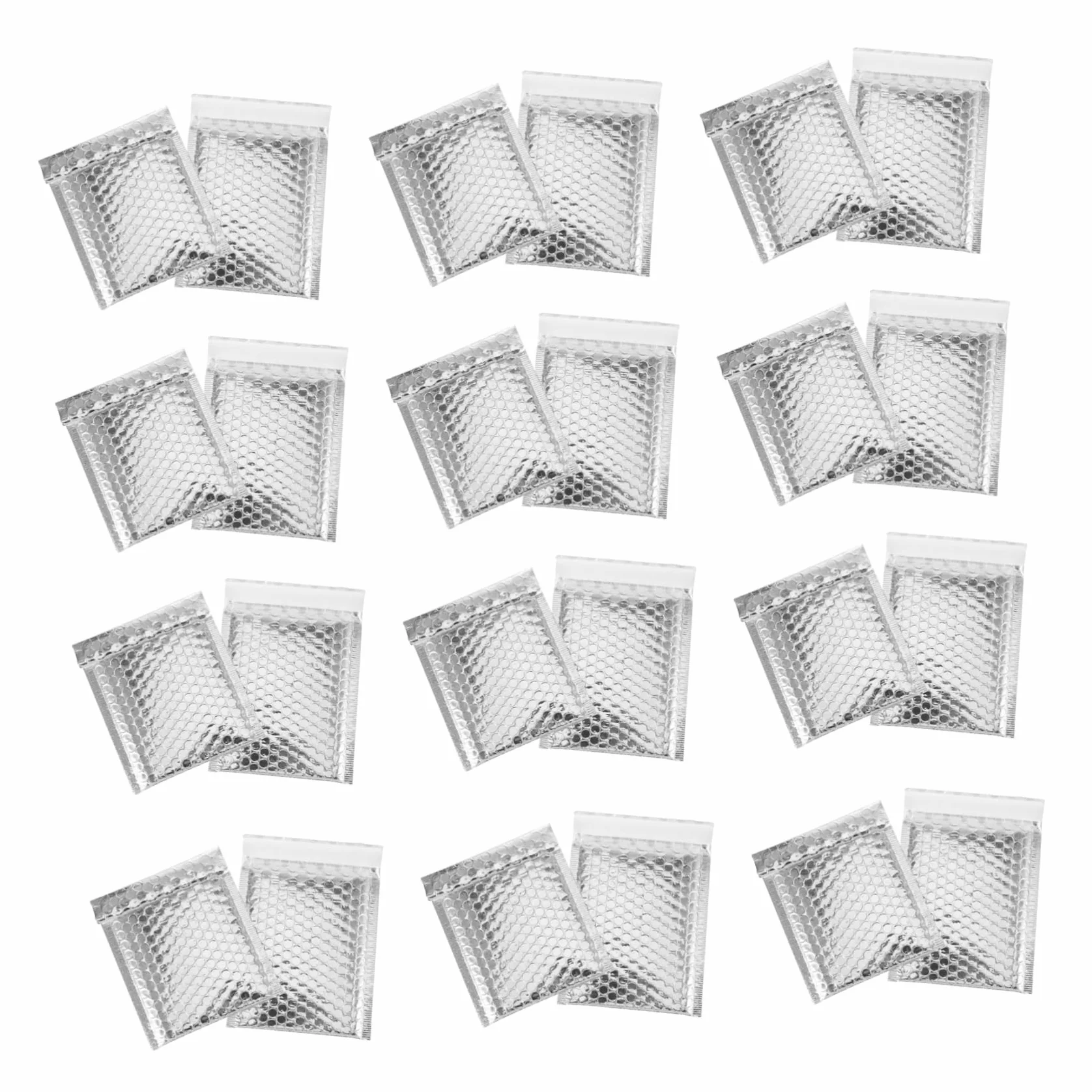 Buste Postali Imbottite Argento, 100 Pezzi, Chiusura Autosigillante, Laminato Makrofol, per Accessori Moda e Trucchi, Imballaggio