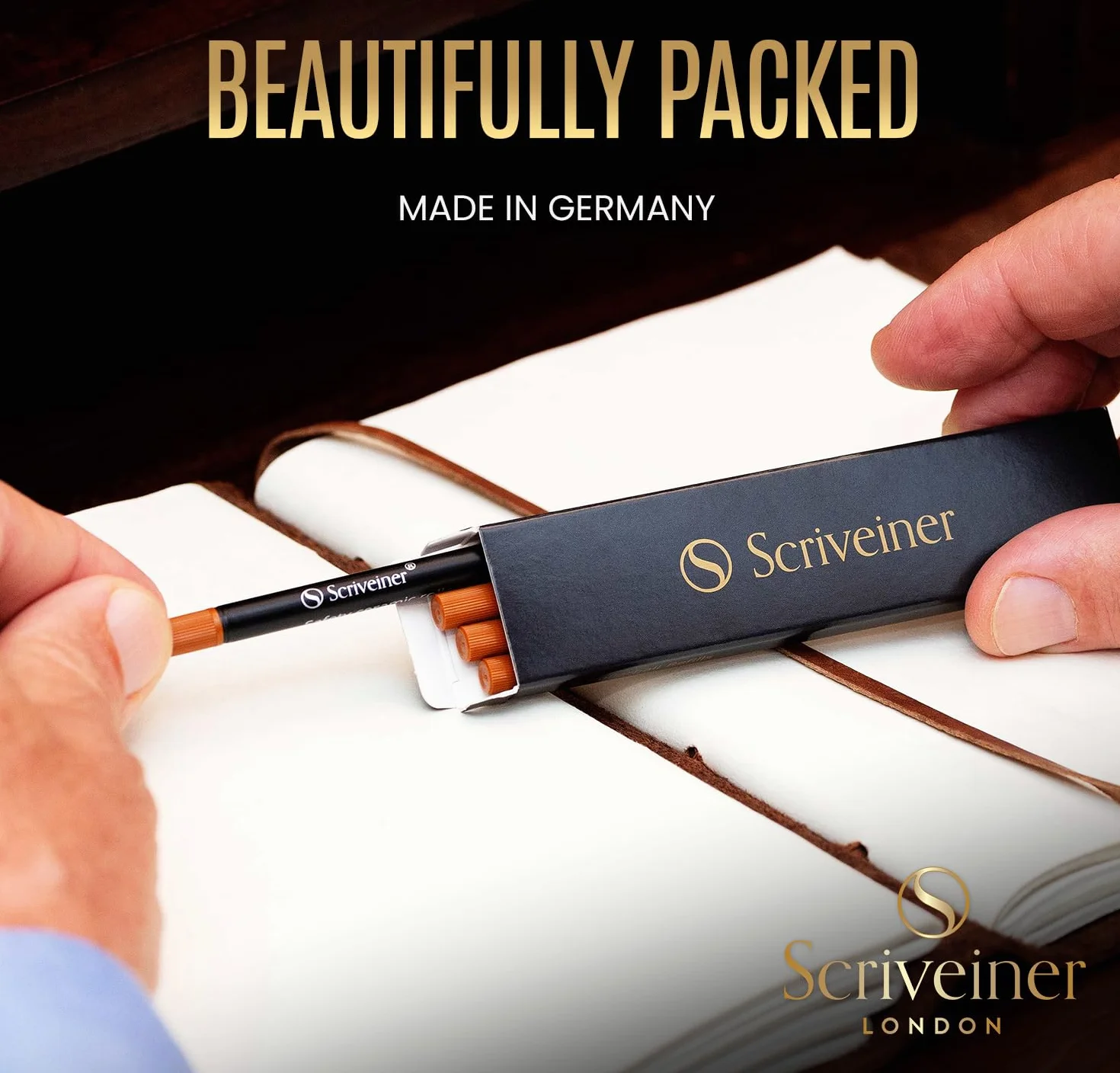 Scriveiner Ricarica Rollerball Nera Media 4 ricariche Rollerball di qualità premium per penne Scriveiner Refill sicurezza Rollerball Ceramica M Made in Germany