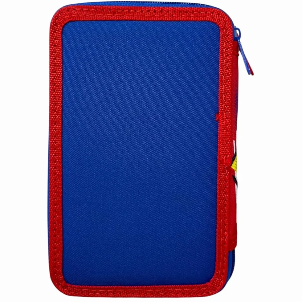 Astuccio Sonic triplo completo 44 pezzi cancelleria scuola penne matite colori pennarelli Giotto