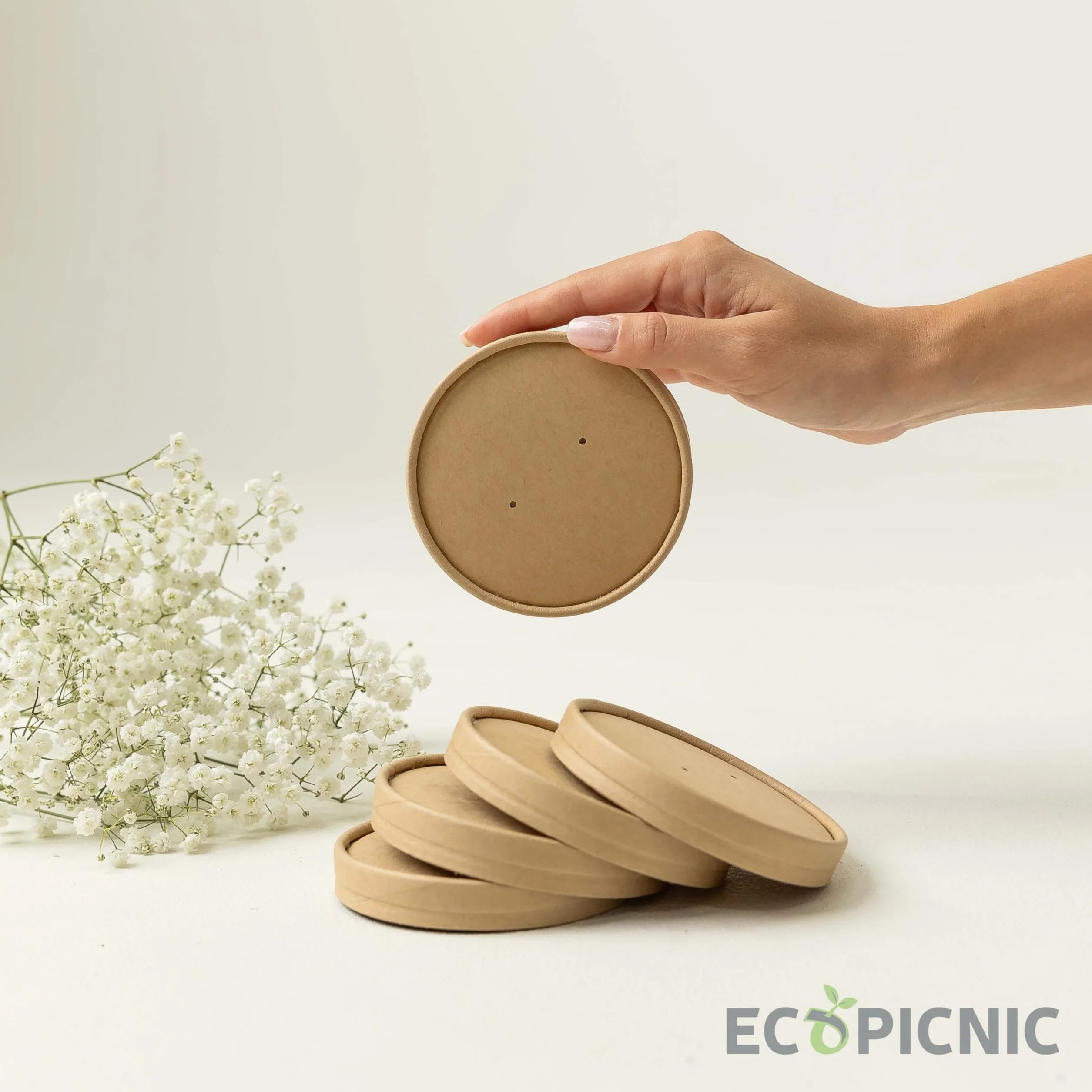 Ciotole in Carta Kraft 750 ml con Coperchio - Confezione da 50 Pezzi - Contenitori Monouso Biodegradabili per Zuppe e Alimenti da Asporto