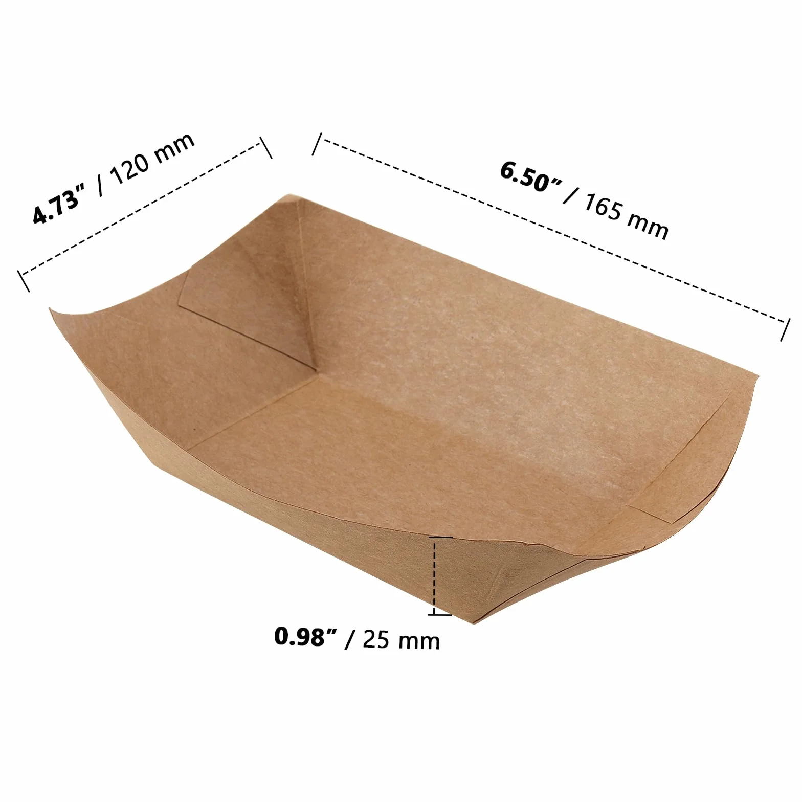 ZOENHOU 100 ciotole in cartone Kraft 165 x 120 x 25 mm marrone per fingerfood snack