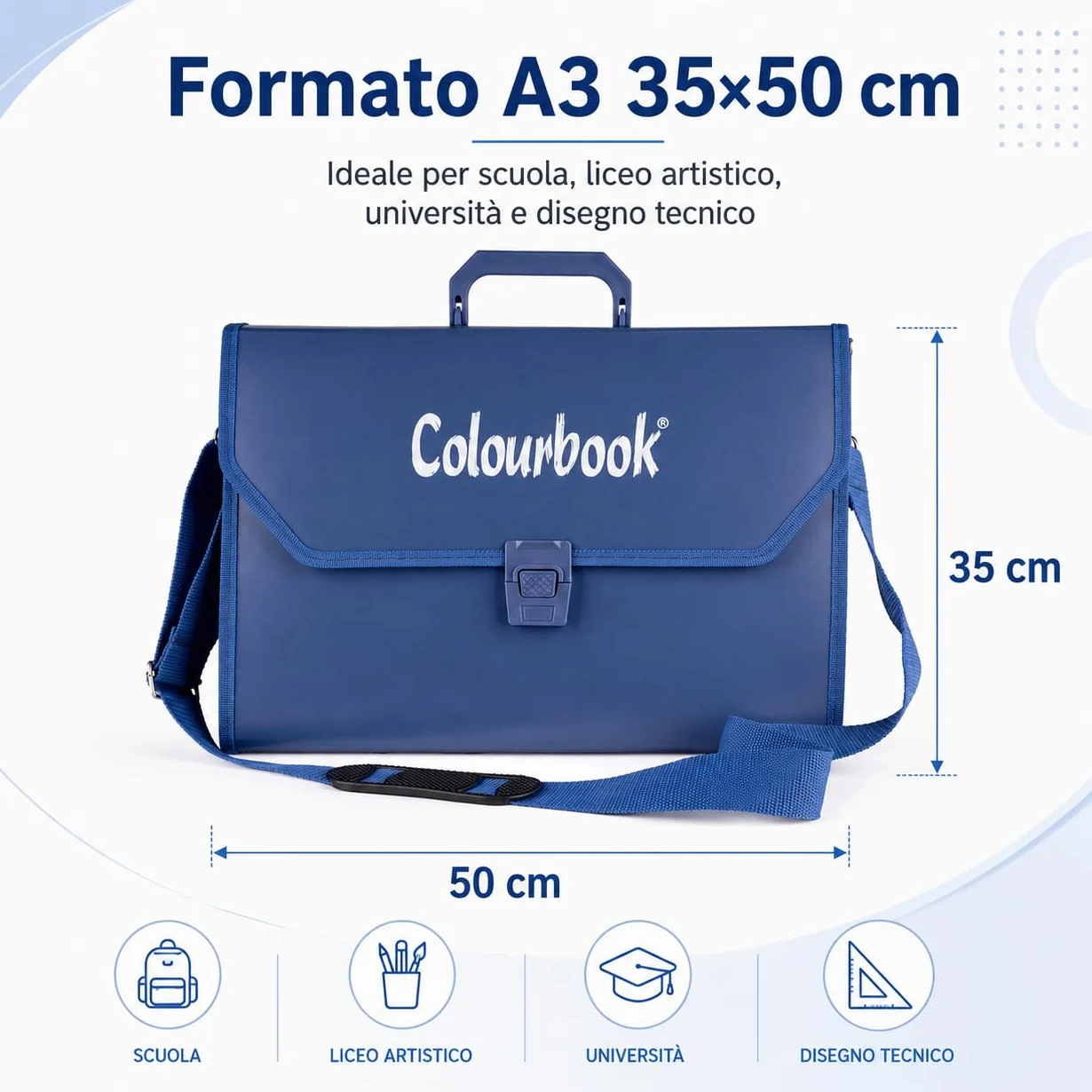 Colourbook Valigetta Portadisegni A3 35x50 cm Impermeabile Leggera Made in Italy