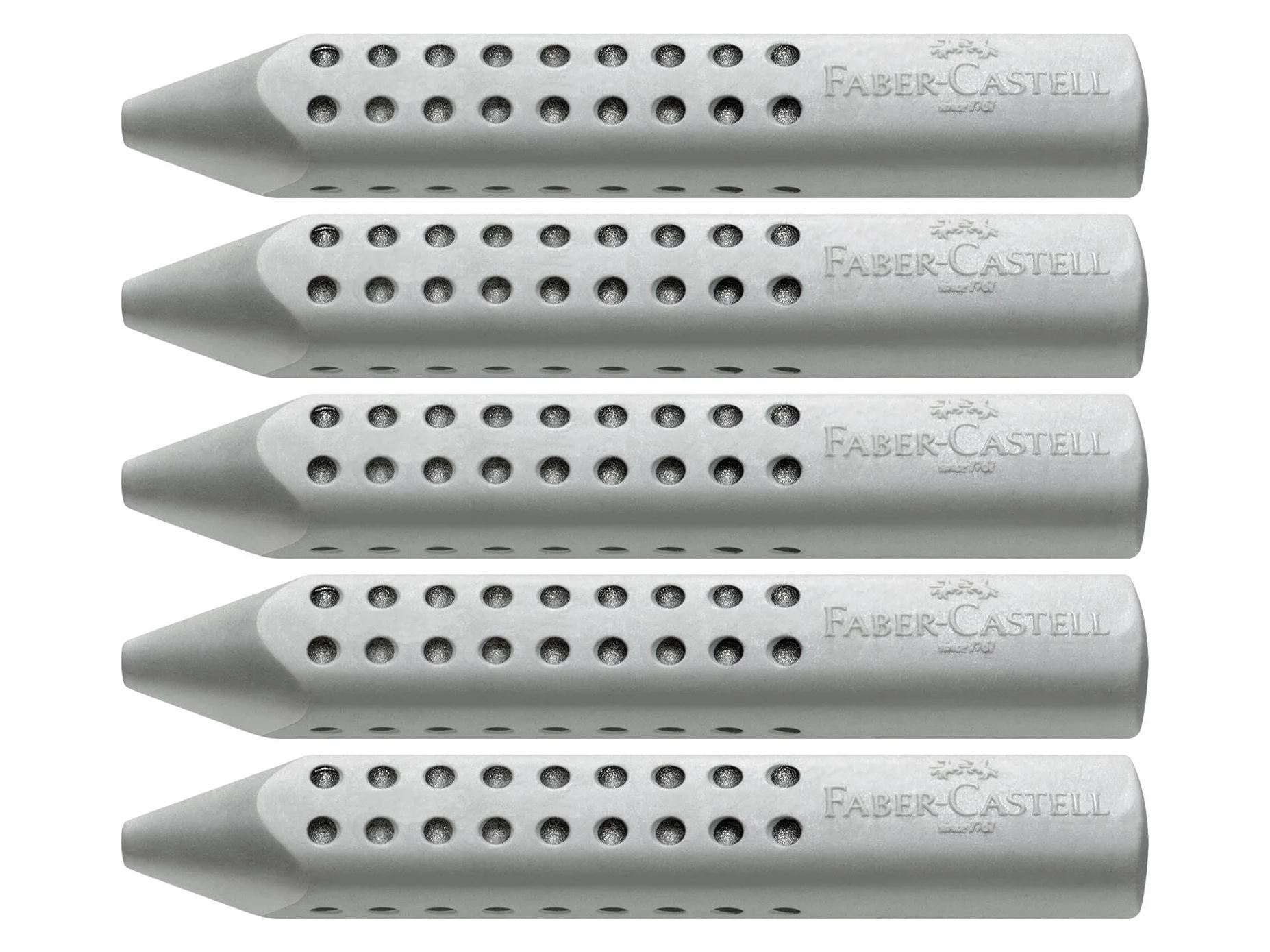 FABER-CASTELL Gomma triangolare Grip 2001, 5 pezzi, Grigio