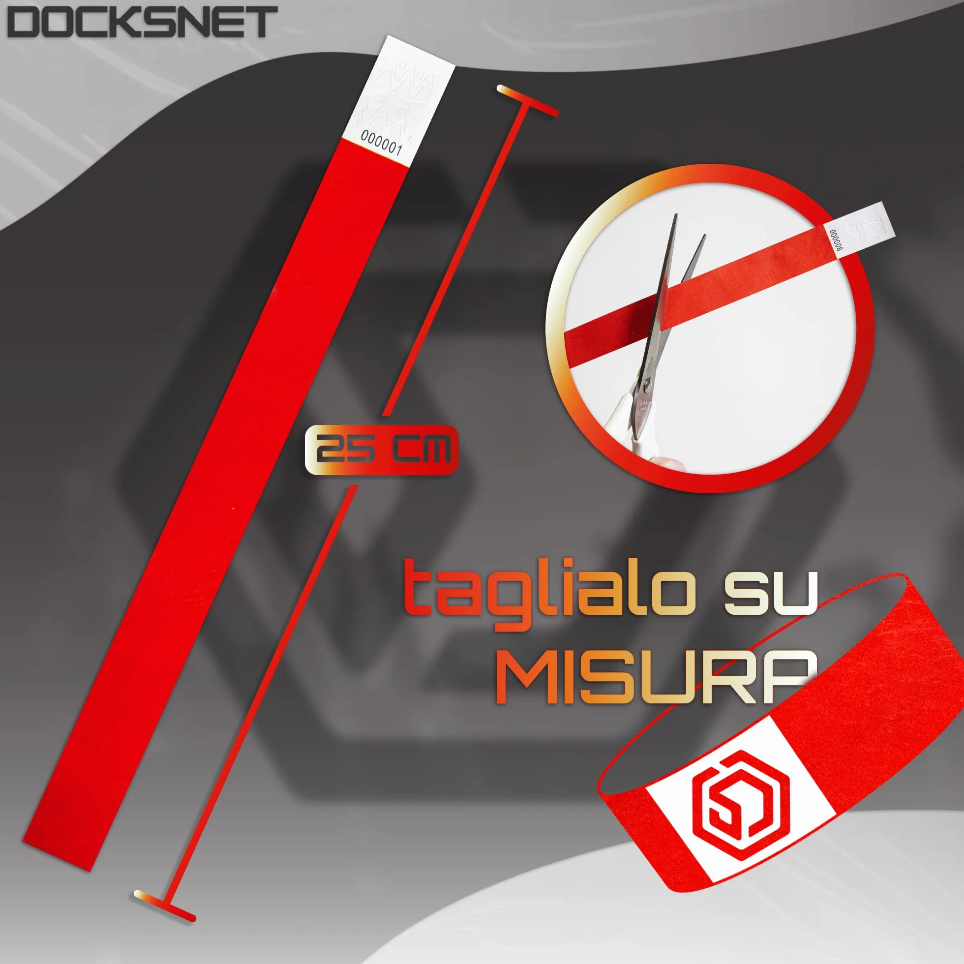 Braccialetti Carta Eventi Numerati 100 Pezzi Rosso - Impermeabili Identificativi per Discoteche Festival Piscine