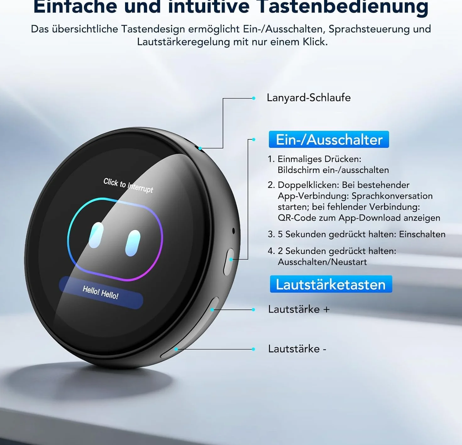 AI Badge - Traduttore vocale con 60 Lingue in Tempo Reale, Smart E-Badge Portatile con Schermo LCD HD, Bluetooth 6.0, traduttore vocale per Viaggi, Affari