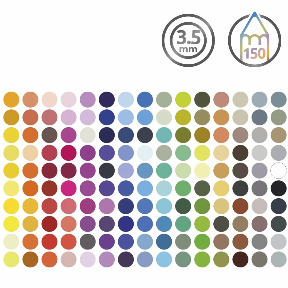 Derwent Chromaflow Set di Matite da 150 in Latta, Nucleo Rotondo da 3,5 mm, Sfumabili