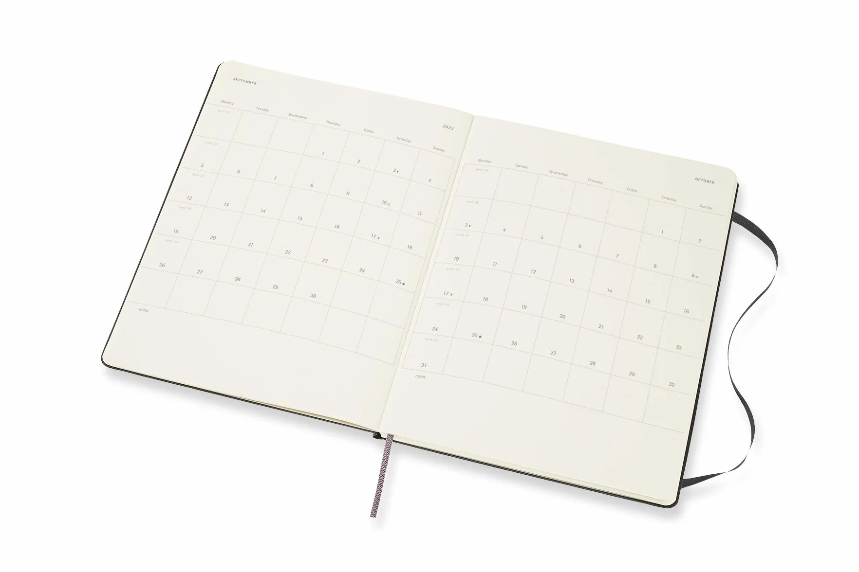 Moleskine - Agenda Settimanale 18 Mesi, Agenda Settimanale 2021/2022, Weekly Notebook con Copertina Rigida e Chiusura ad Elastico, Formato Extra-Large 19 x 25 cm, Colore Nero, 208 Pagine