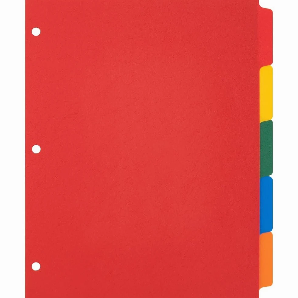 Sparco Insertable Poly Indexes,3-HP,5-Tab,11" x8-1/2,Multicolor, Sold as 1 Set, SPR01809
