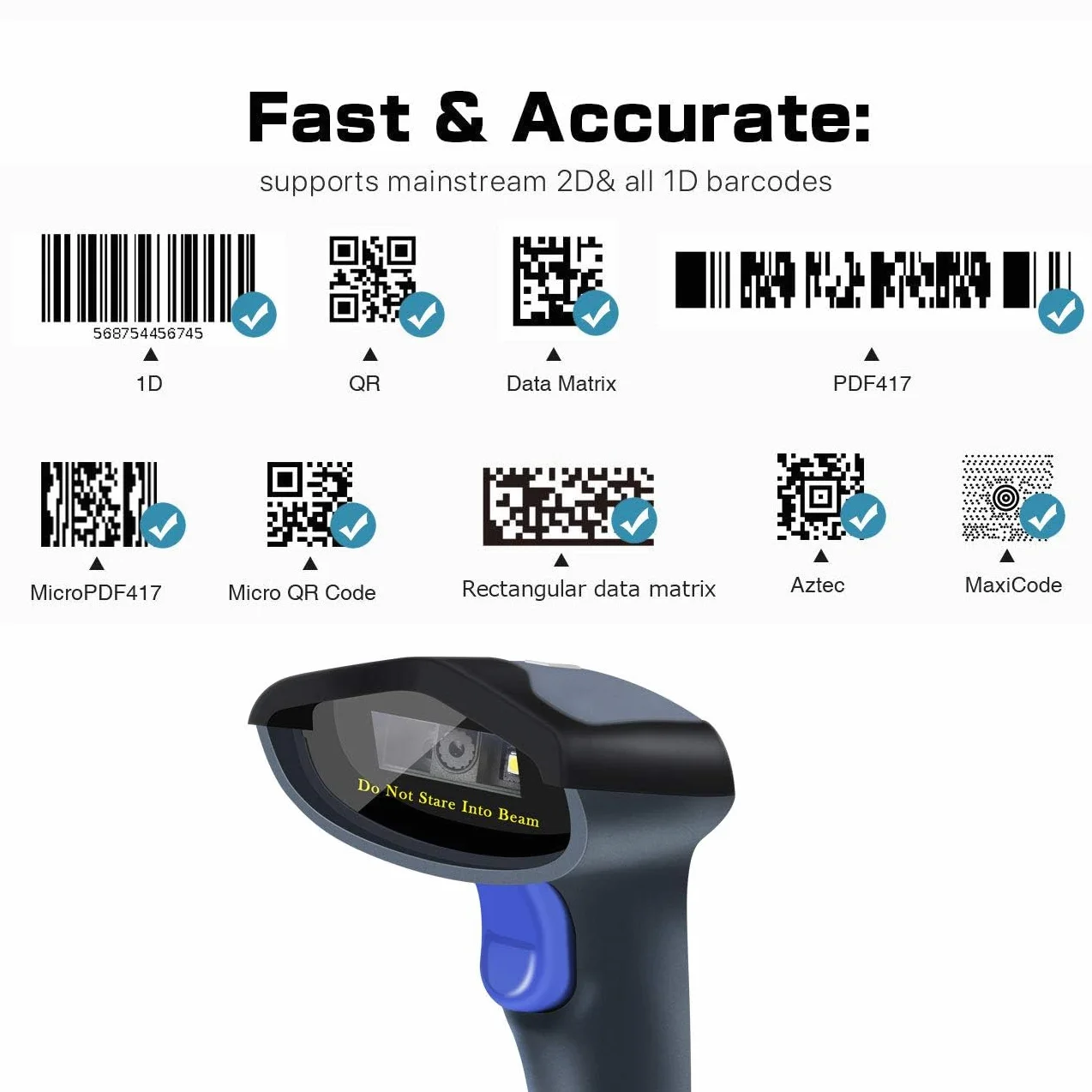 NETUM Lettore per codici a barre con supporto - 2D, QR, PDF417, lettore automatico e omnidirezionale, con cavo USB NT-W9