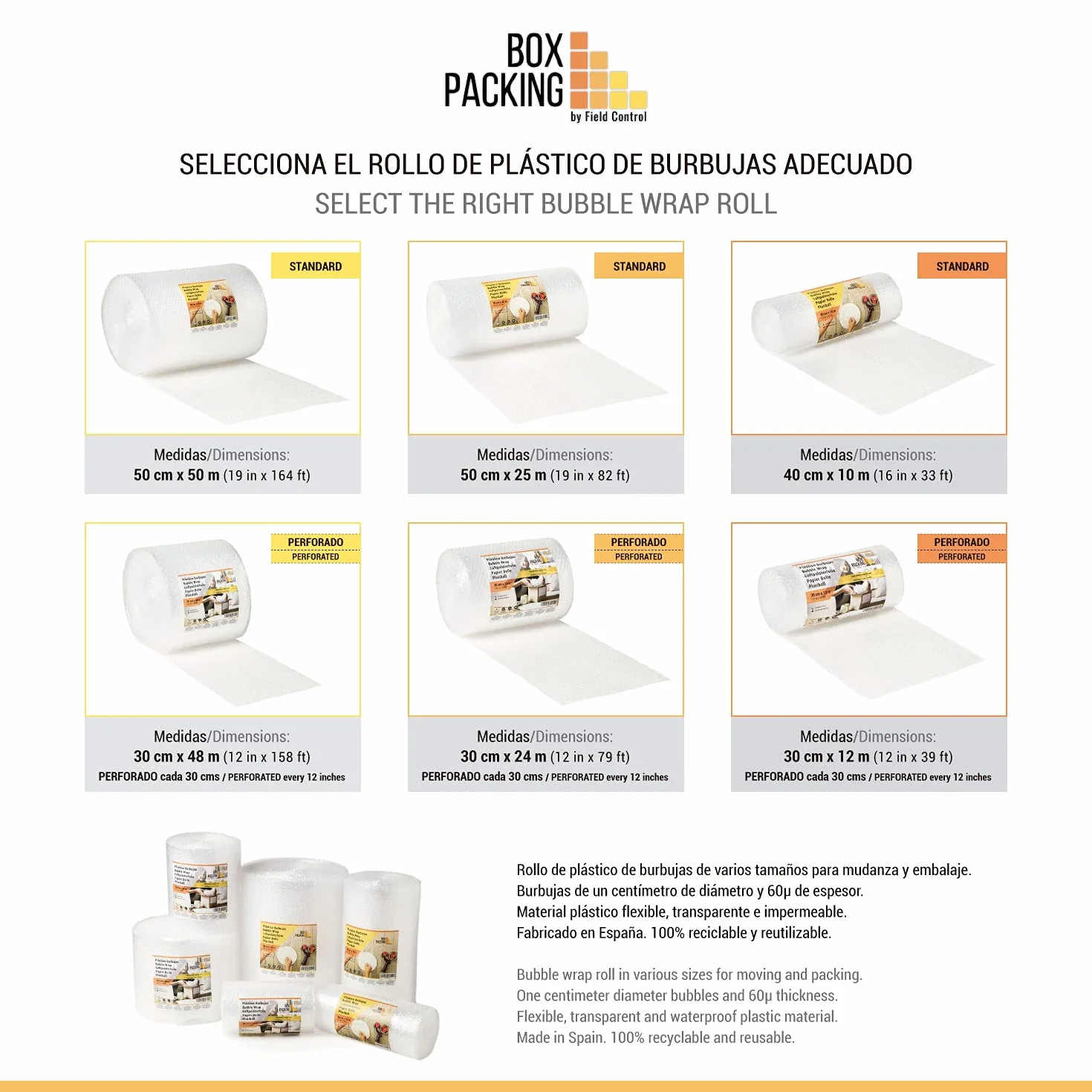 BOXPACKING | Pluriball Imballaggio | Plastica per imballagio | 40 cm x 10 m | Bubble Wrap | Imballagio per Spedizioni | Rotolo Pluriball | Protezione per oggetti fragili, traslochi e e-commerce