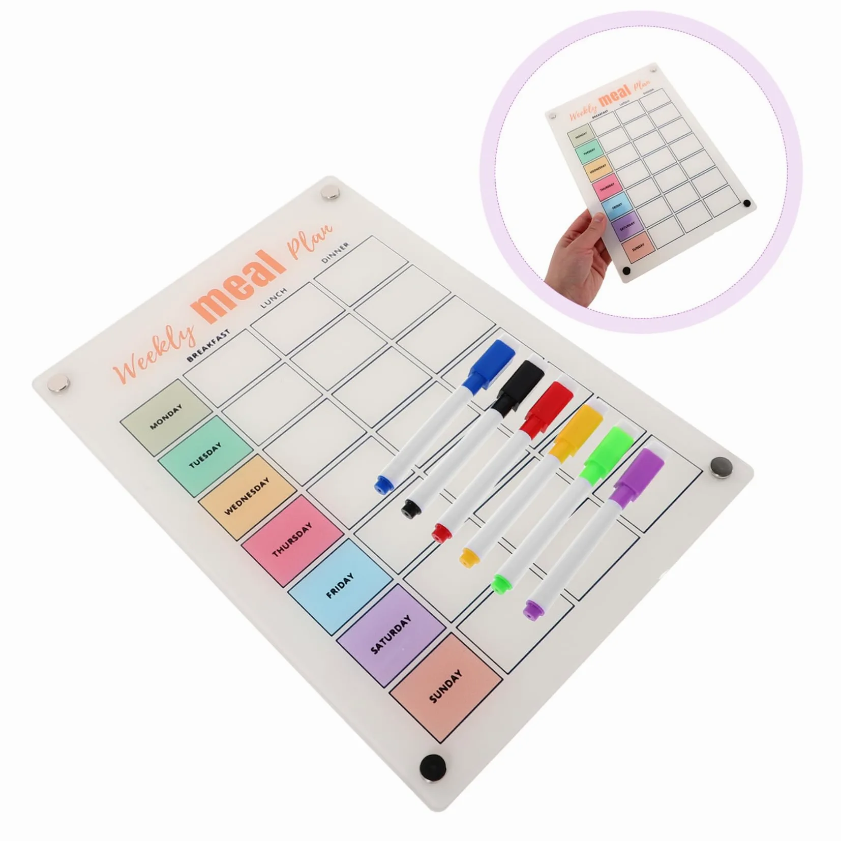 iplusmile Calendario Magnetico Cancellabile A Secco Per Frigorifero, Pianificatore Settimanale Giornaliero, Lavagna Magnetica Per Frigorifero, Parete, Porta, Spesa, Menu, Programma