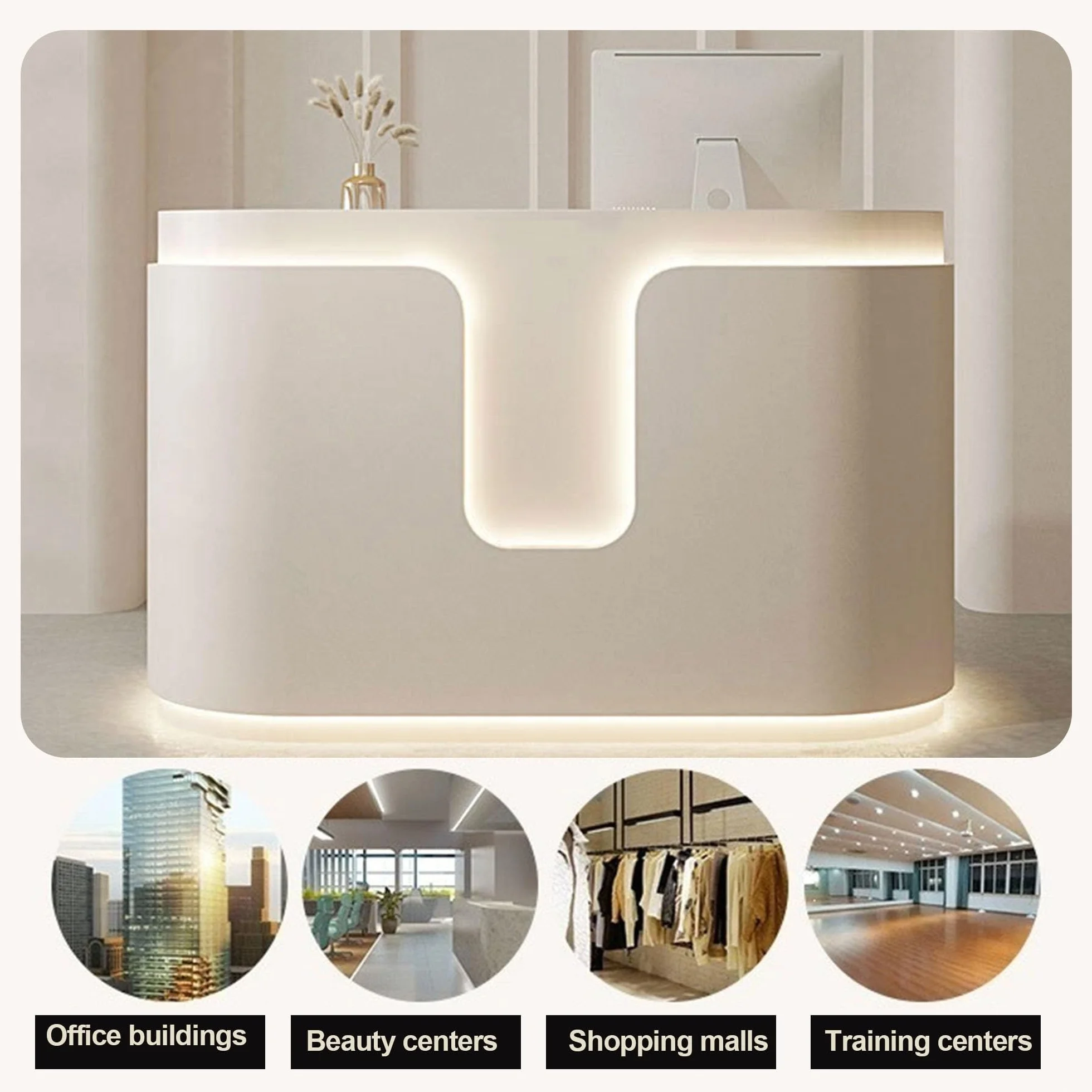 Bancone Reception Cassa Scrivania ufficio Moderno(Milky white,39.3 in)