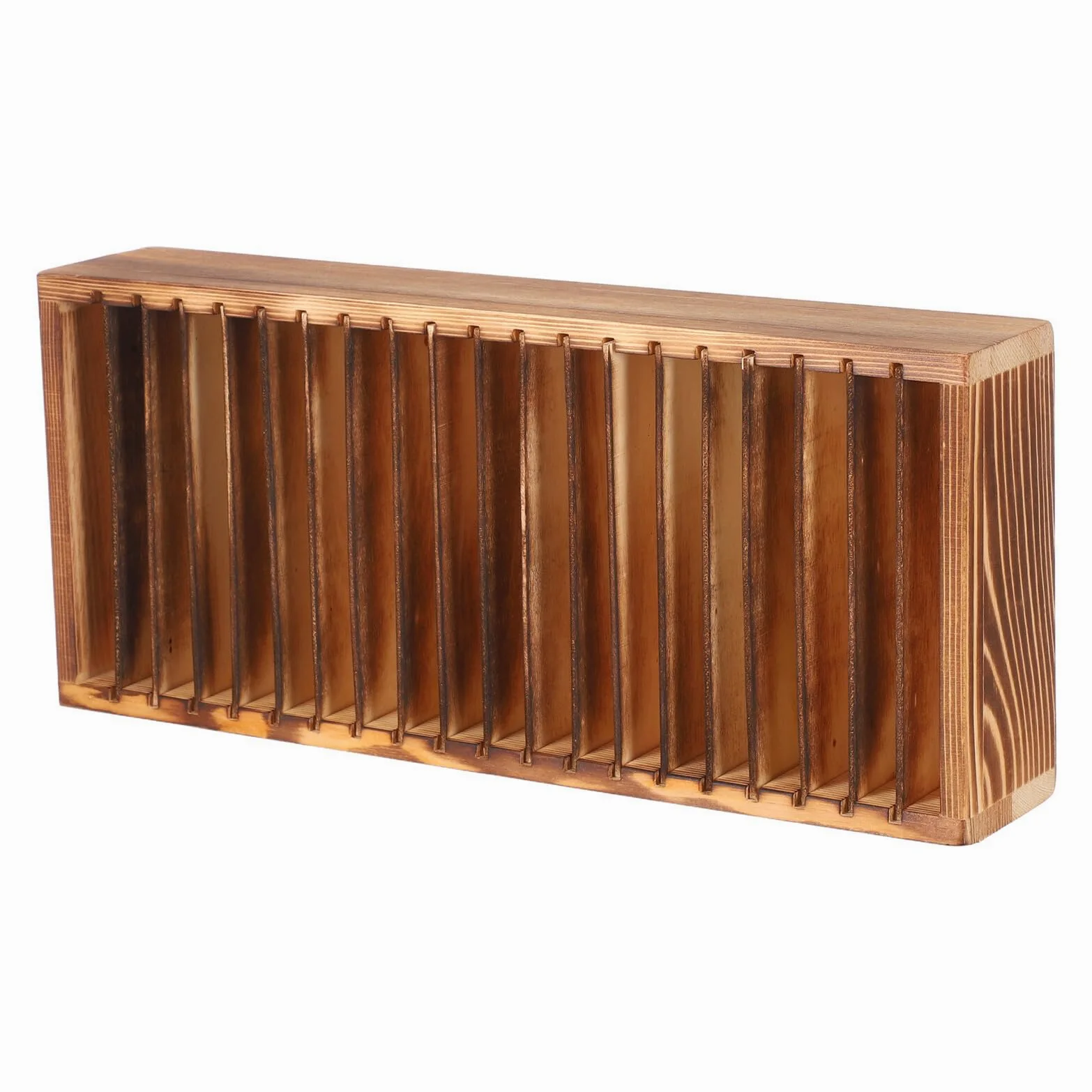 Mikikit Porta Biglietti da Visita in Legno con 20 Divisori Rimovibili Organizer da Scrivania Multifunzionale per Ufficio e Casa Scatola Porta Carte di Credito Portatile per Donna e Uomo