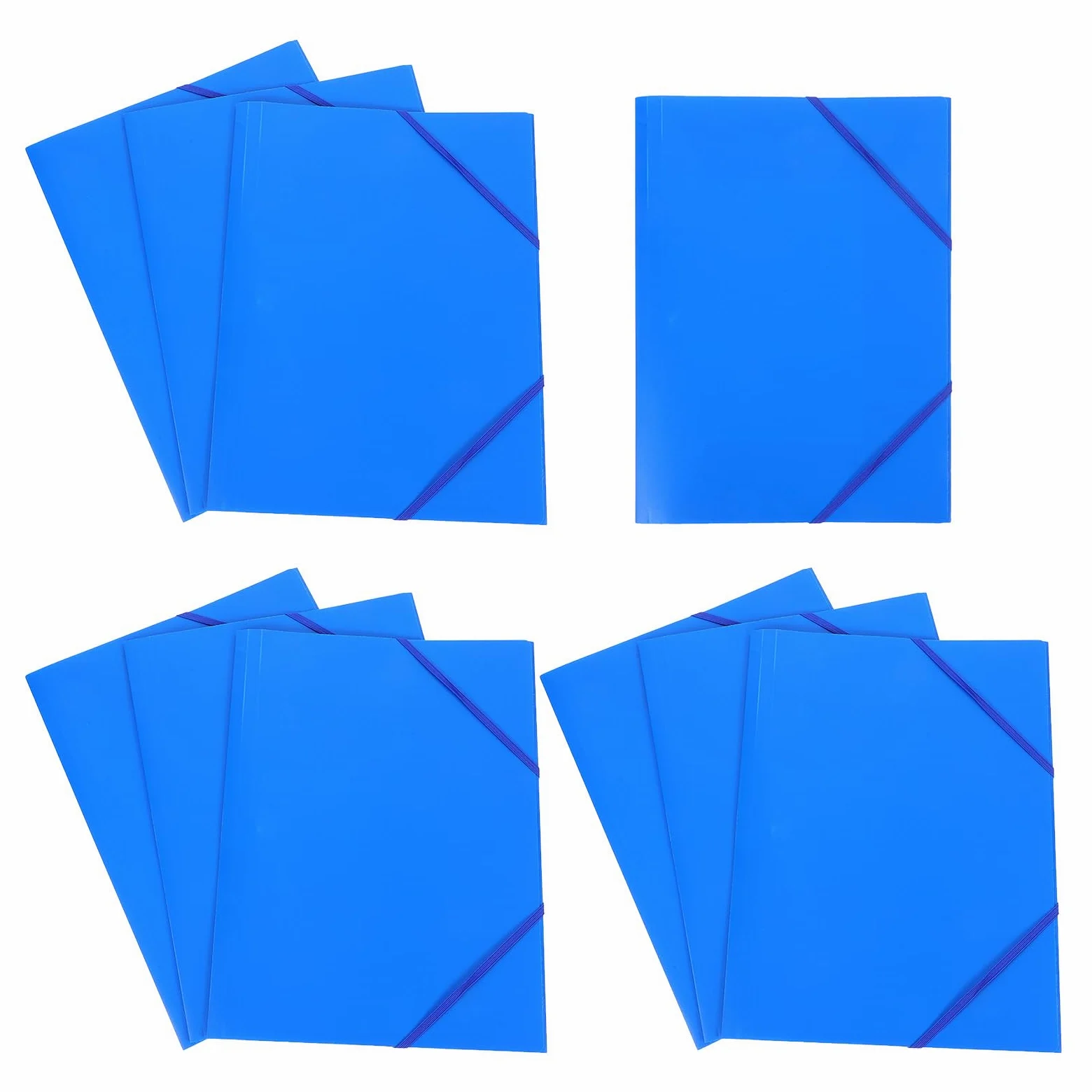 Cartellina con Elastico A4 in Plastica Blu 10 Pezzi | Organizer Documenti Flessibile, Tiene i Fogli in Modo Sicuro, per Lavoro e Scuola