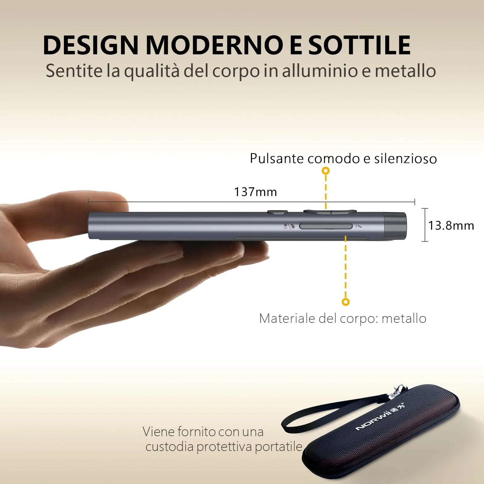 Norwii N97s - Clicker per presentazioni PowerPoint, PowerPoint Clicker, Presentazione Rremota, Bluetooth Wireless Presenter, Puntatore digitale per schermo TV