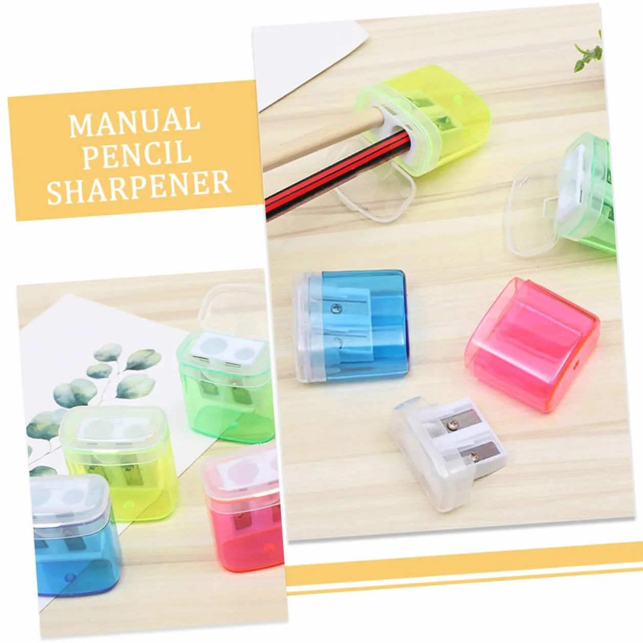 Appuntalapis Manuale a Doppia Punta 48 Pezzi in Plastica con Coperchio | Festa Scuola Decor, Strumenti per Temperare, Comodi Temperamatite Manuali, Facile da Portare