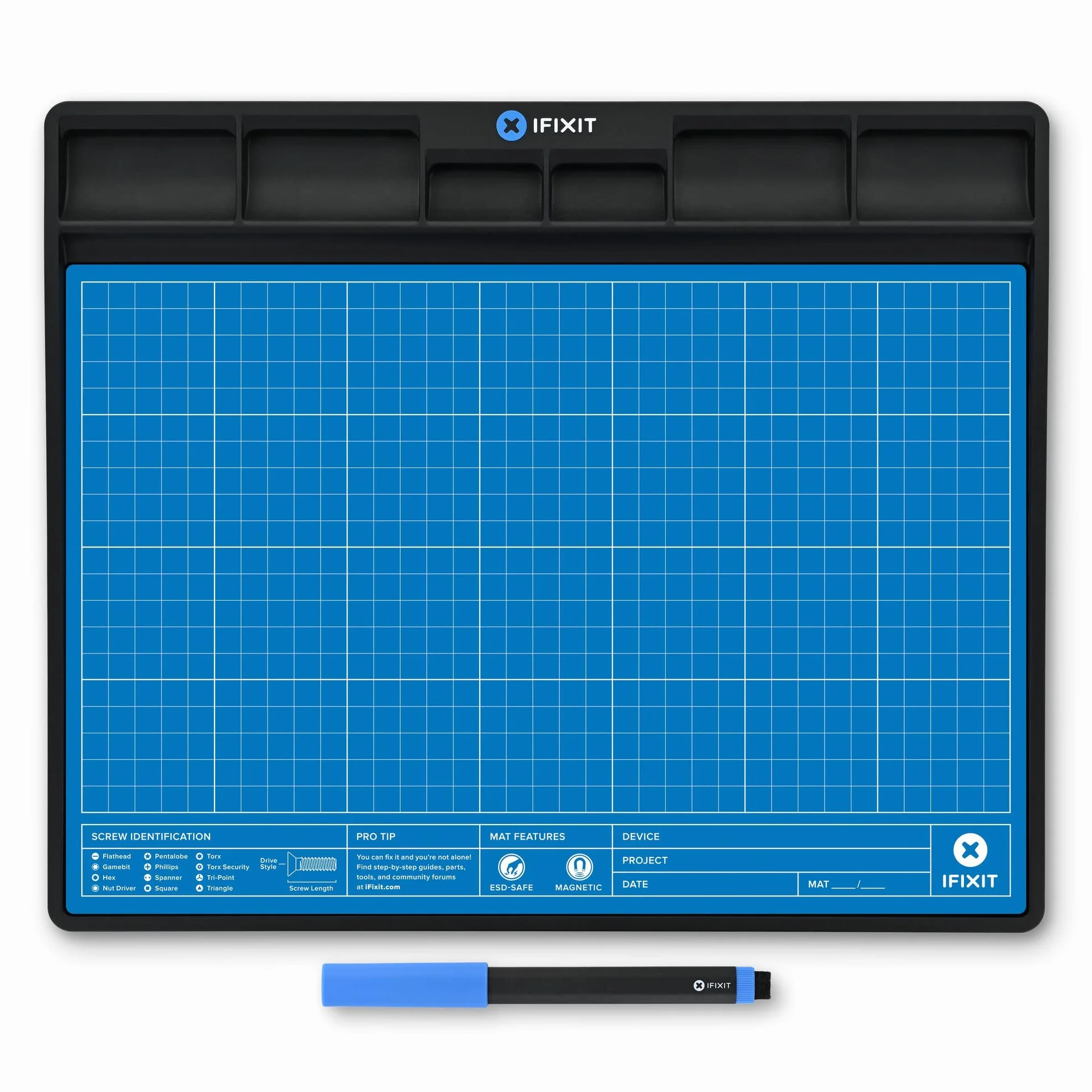 iFixit FixMat, tappetino da lavoro magnetico antistatico con scomparti per viti e componenti per riparazioni elettroniche