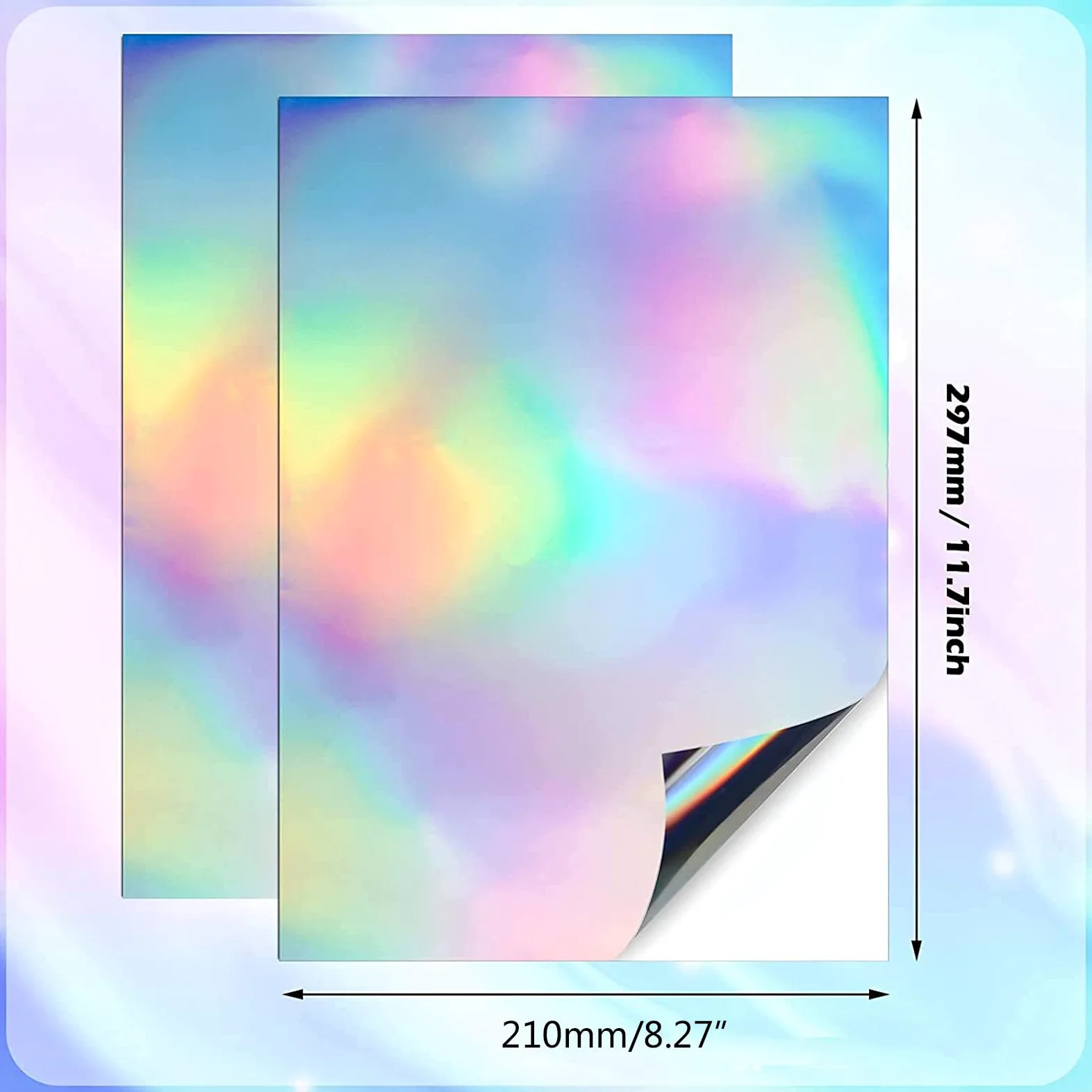 20Pcs A4 Arcobaleno Carta adesiva Stampabile Carta Adesiva Si Asciuga Rapidamente Impermeabile Adesivo per Stampa Trasparente Carta Adesiva per Stampante Lucida per Stampante Impermeabile Impermeabile