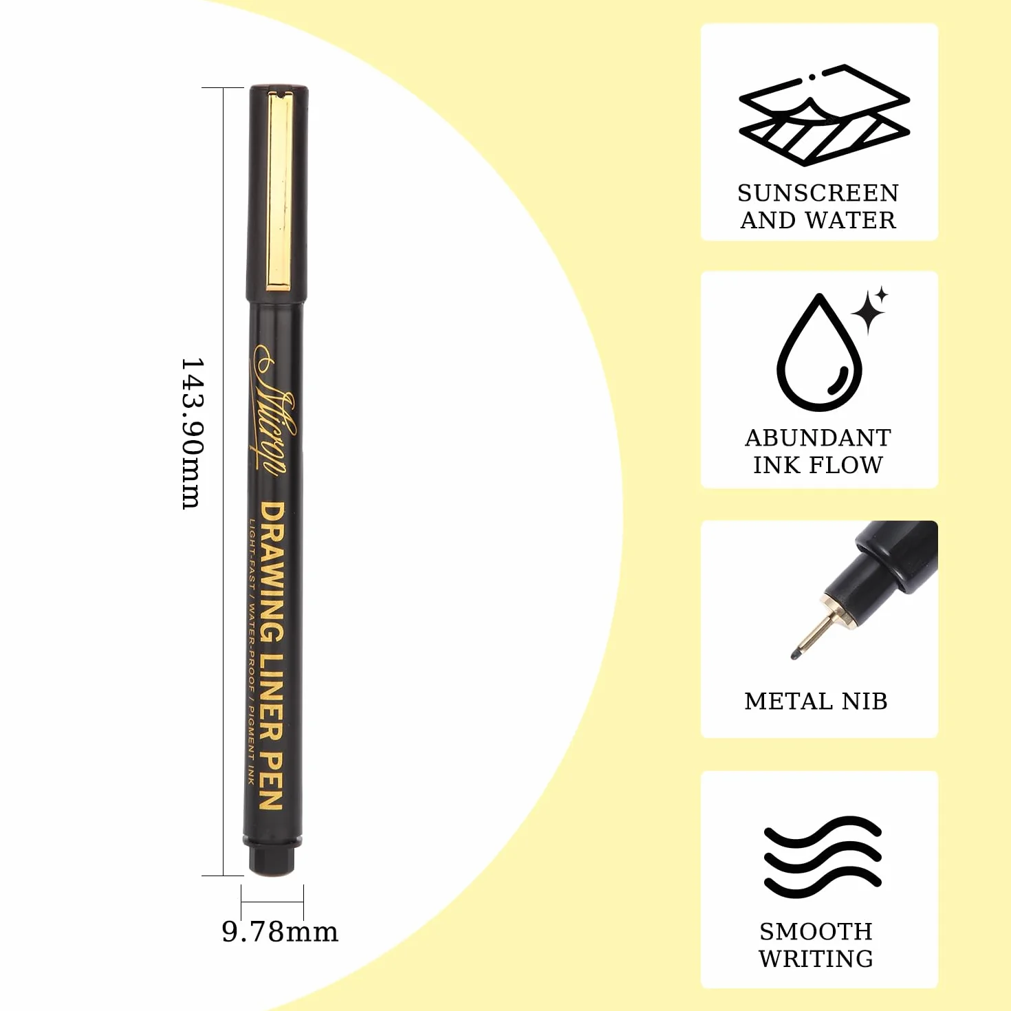 Penne Liner Sottili Impermeabili Set da 12 per Artisti Disegno Schizzo Tecnico