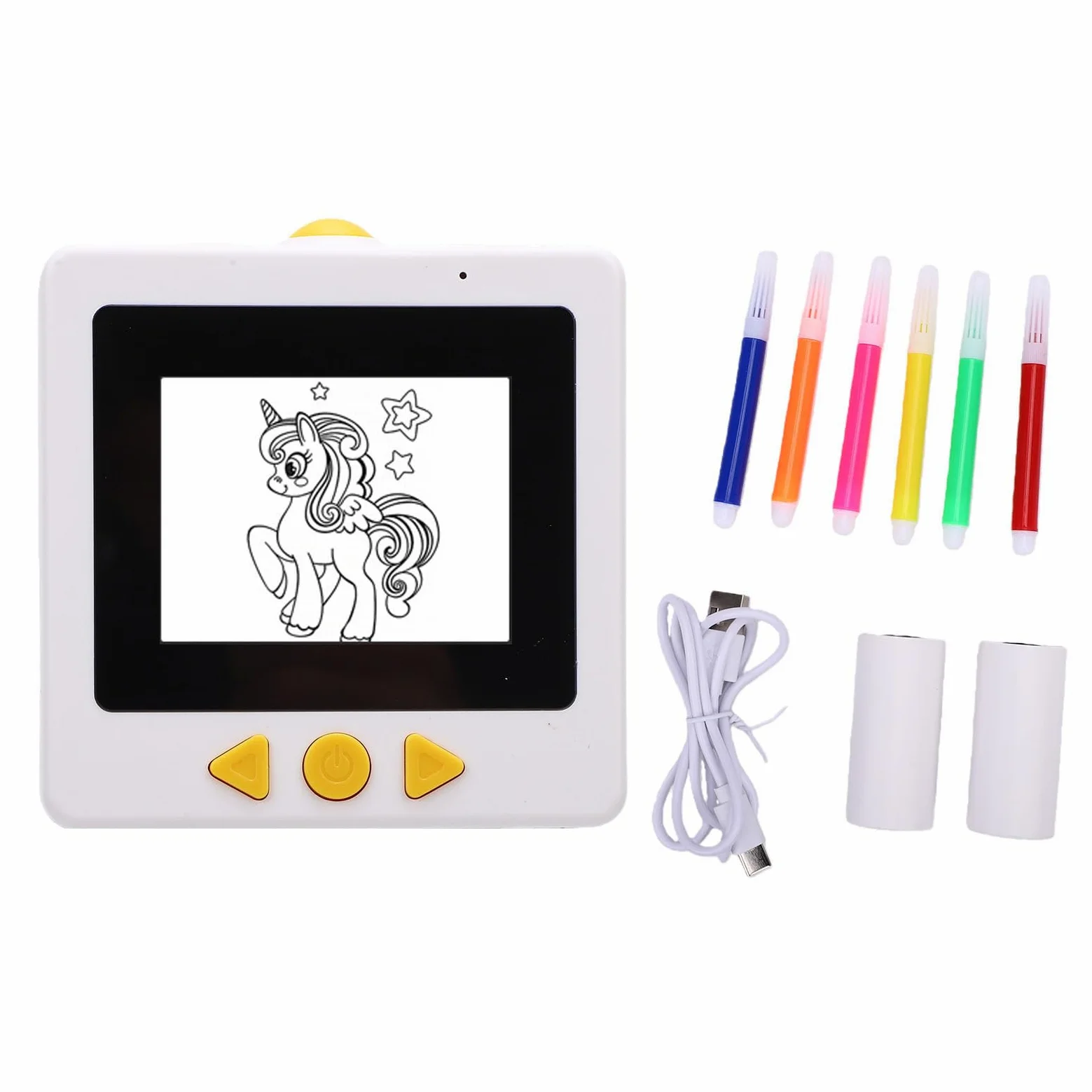 Fockety Etichettatrice Vocale Smart AI, Stampante Termica Tascabile Senza Inchiostro con Display e 2 Rotoli di Carta, Stampante per Mini Craft per Bambini e Regali Creativi