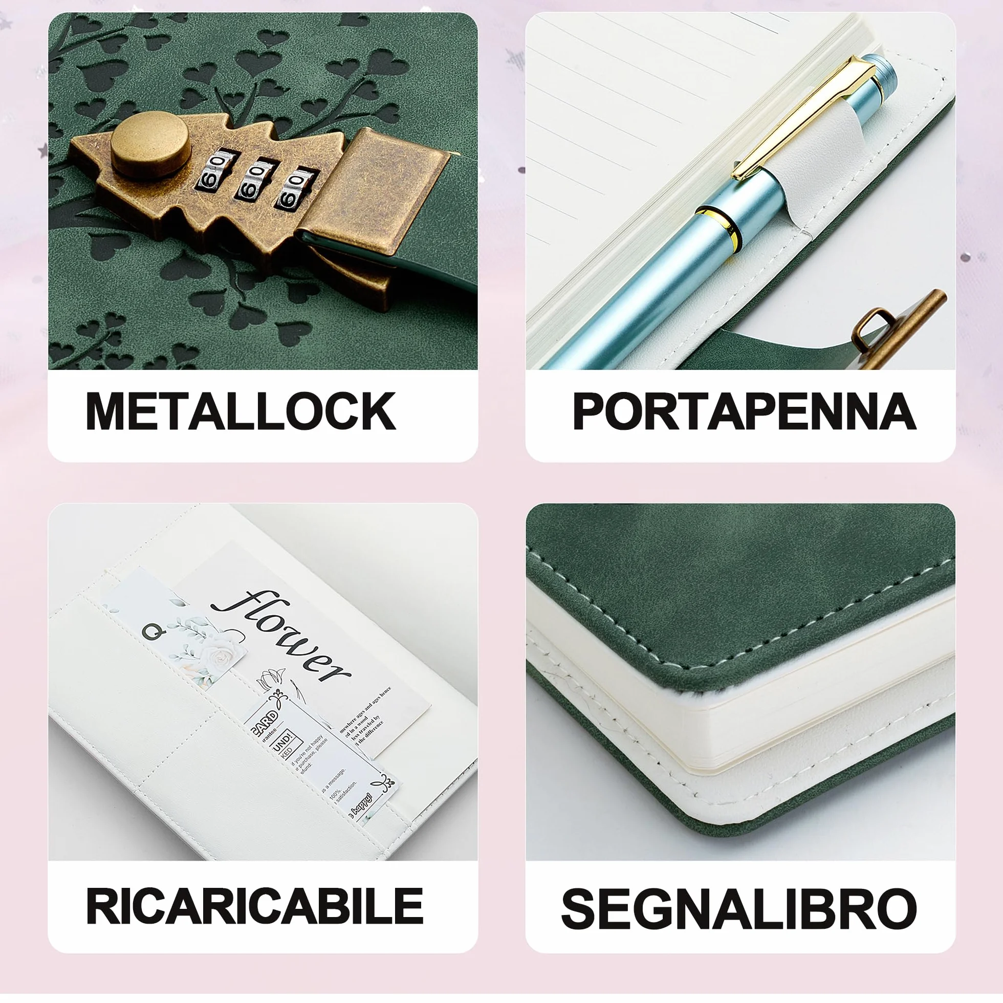 Diario Segreto A5 Lago Verde con Lucchetto 240 Pagine Notebook Protetto