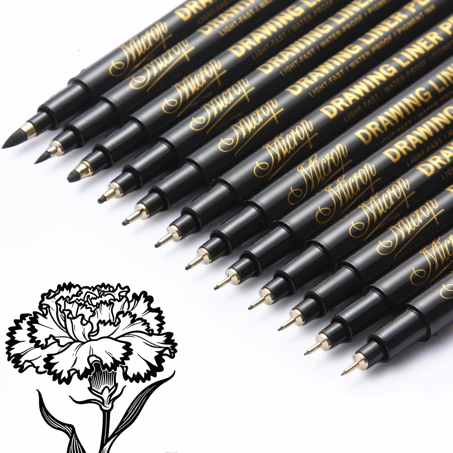 Penne Liner Sottili Impermeabili Set da 12 per Artisti Disegno Schizzo Tecnico